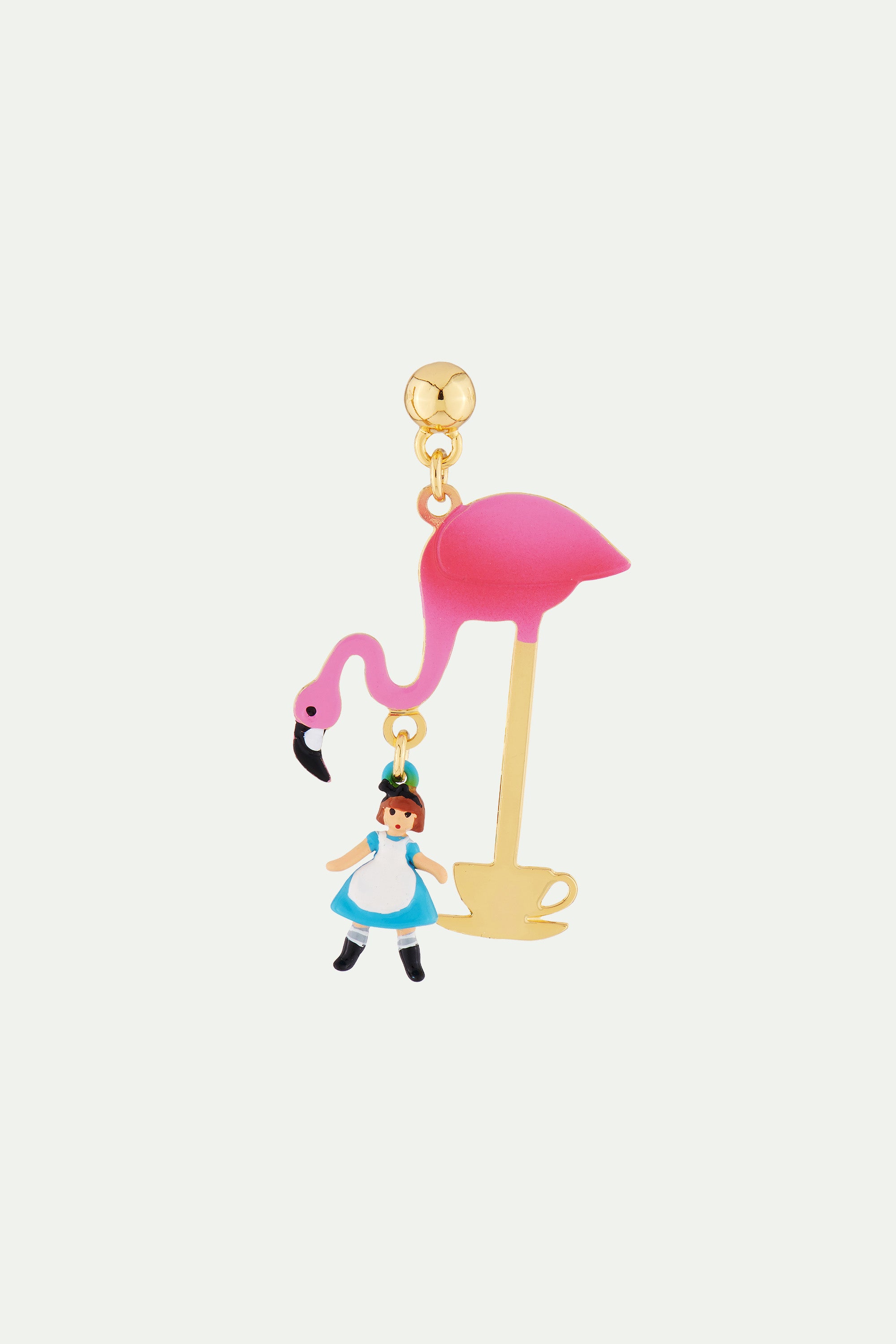 Alice and Pink Flamingo Tea Time Stud Earrings