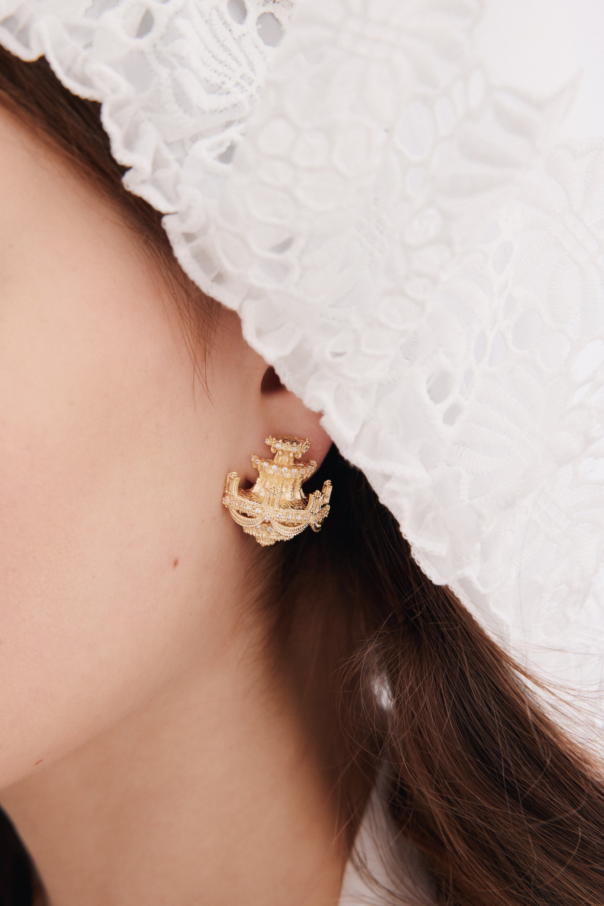 Boucles d'oreilles tiges chandelier doré