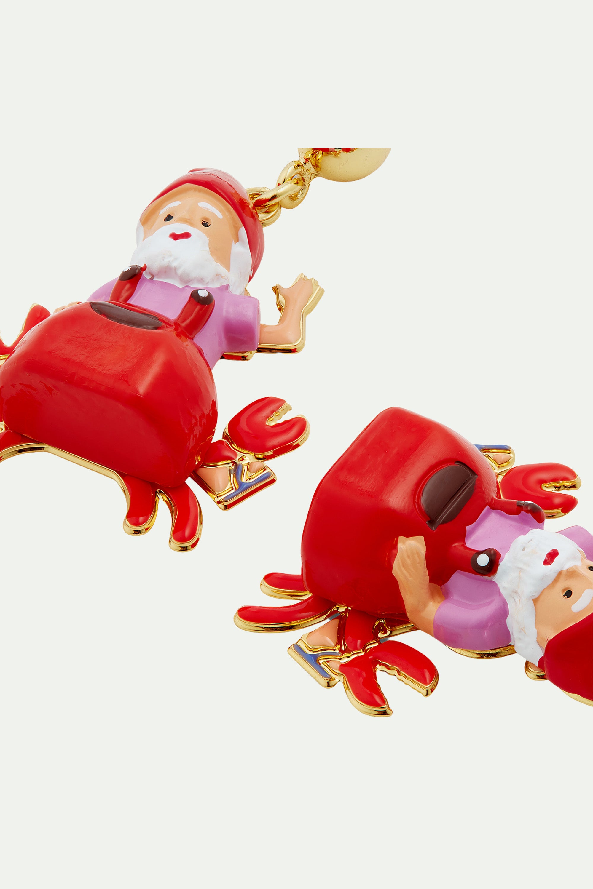 Garden gnome and red crab earrings