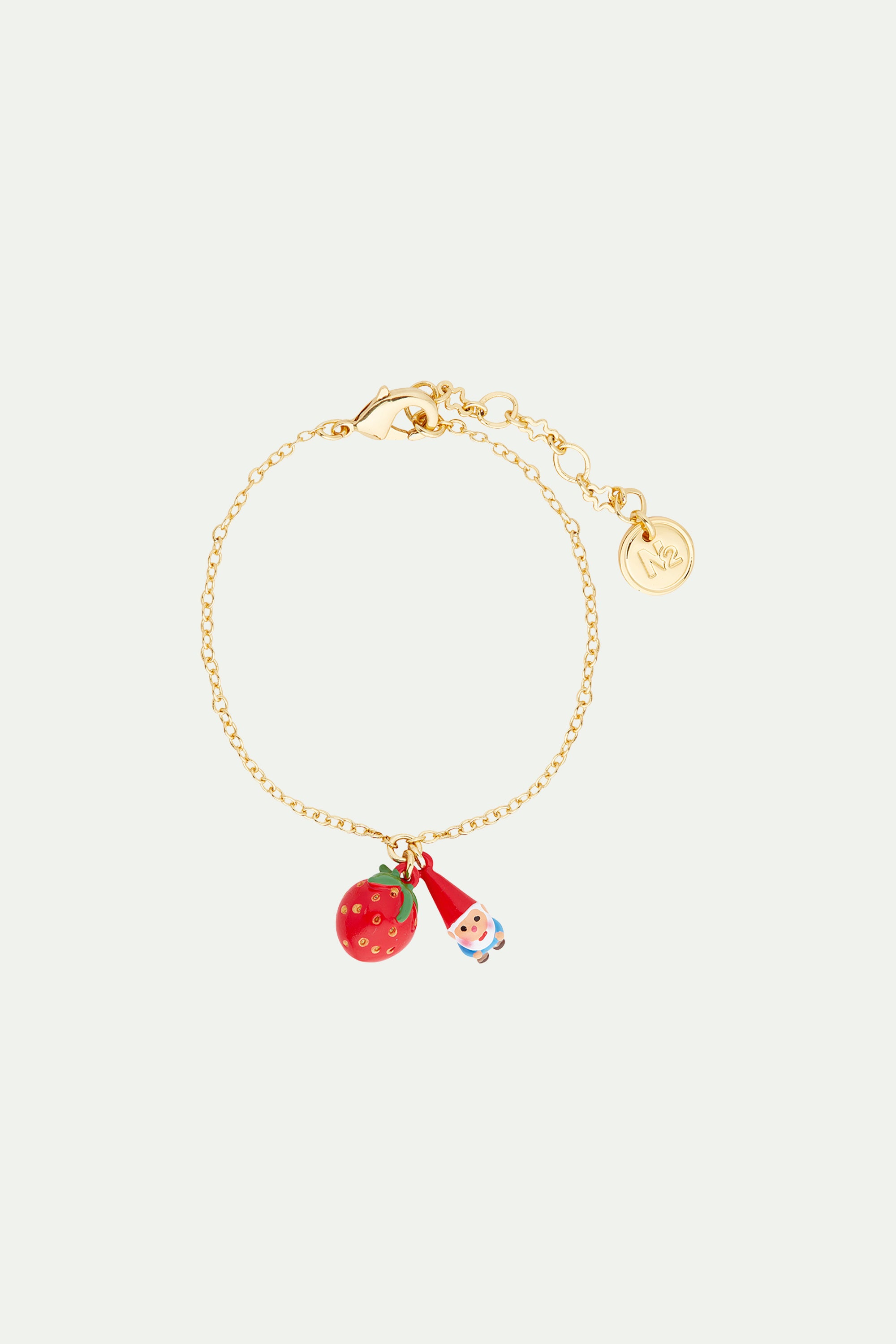 Bracelet charms fraise et nain de jardin
