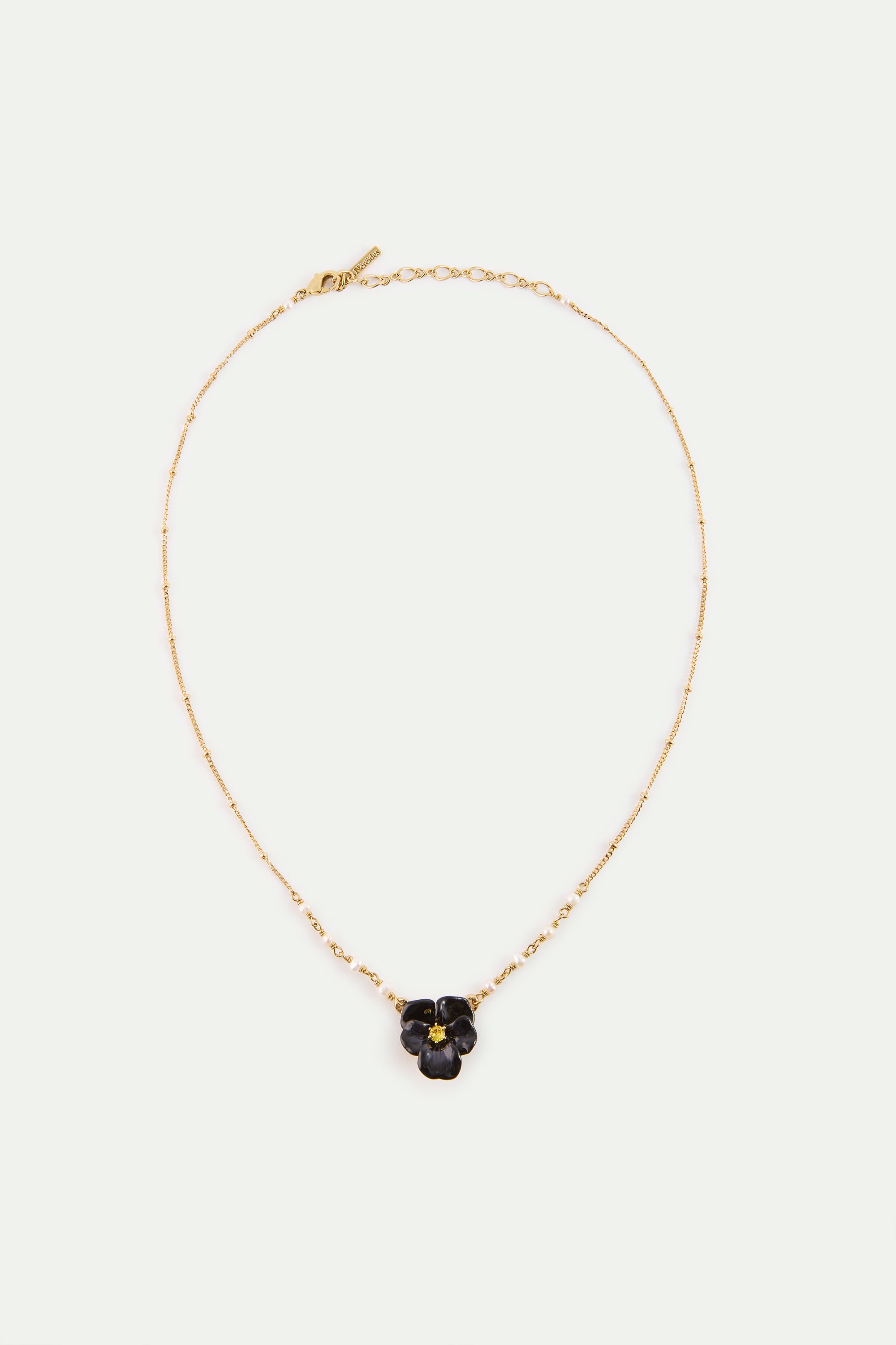 Collier pensée noire et cristal taillé