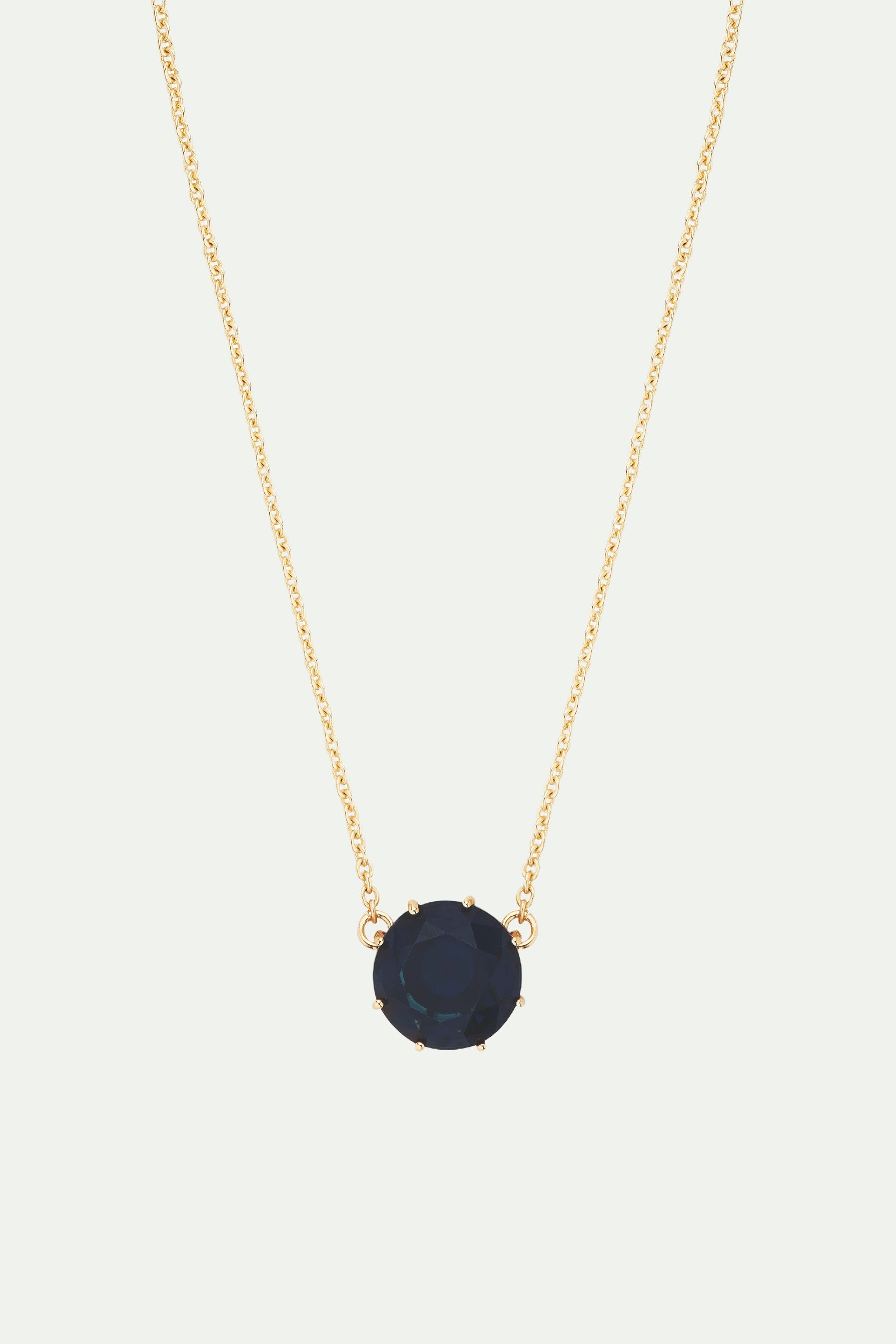 Ocean blue diamantine round stone pendant necklace
