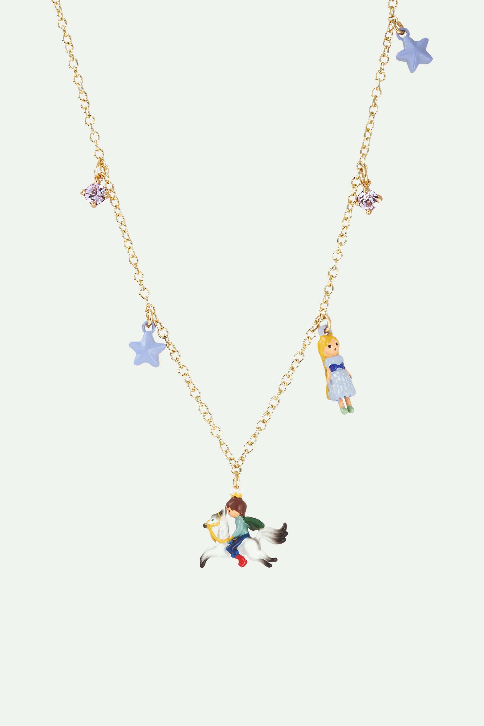 Enchanted hair princess and prince charm necklace