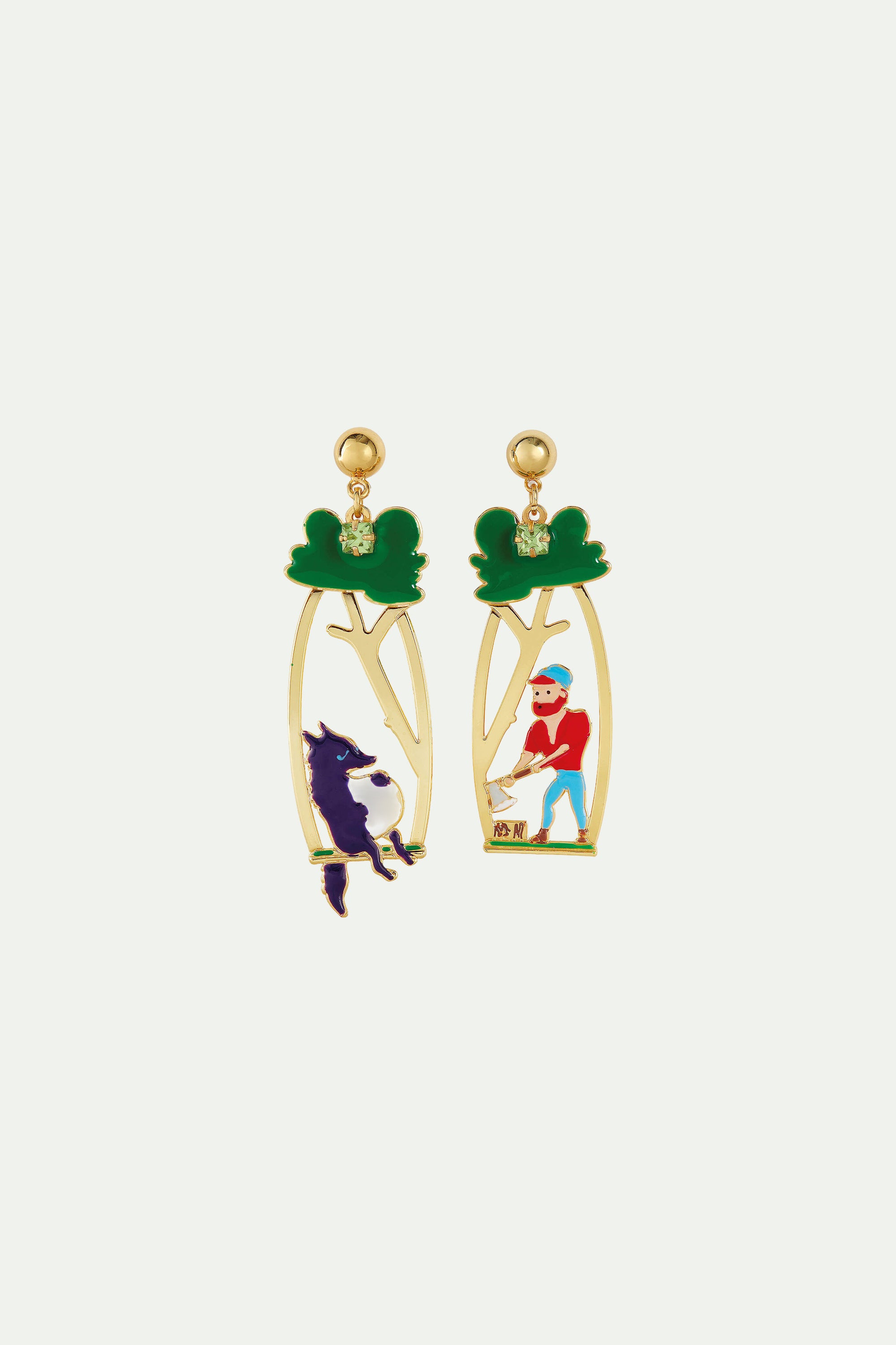 Woodsman and Big Bad Wolf clip-on earrings