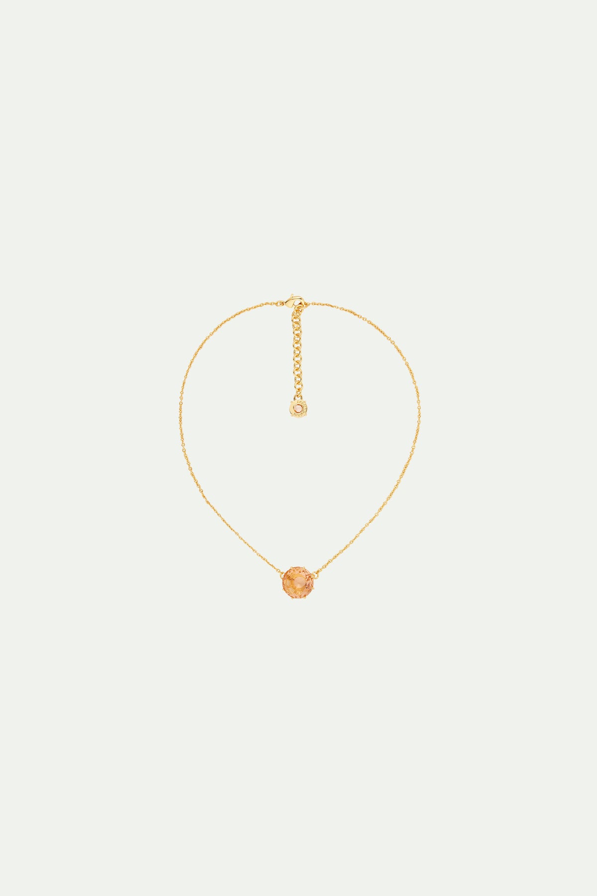 Collier fin pierre ronde la diamantine rose abricot