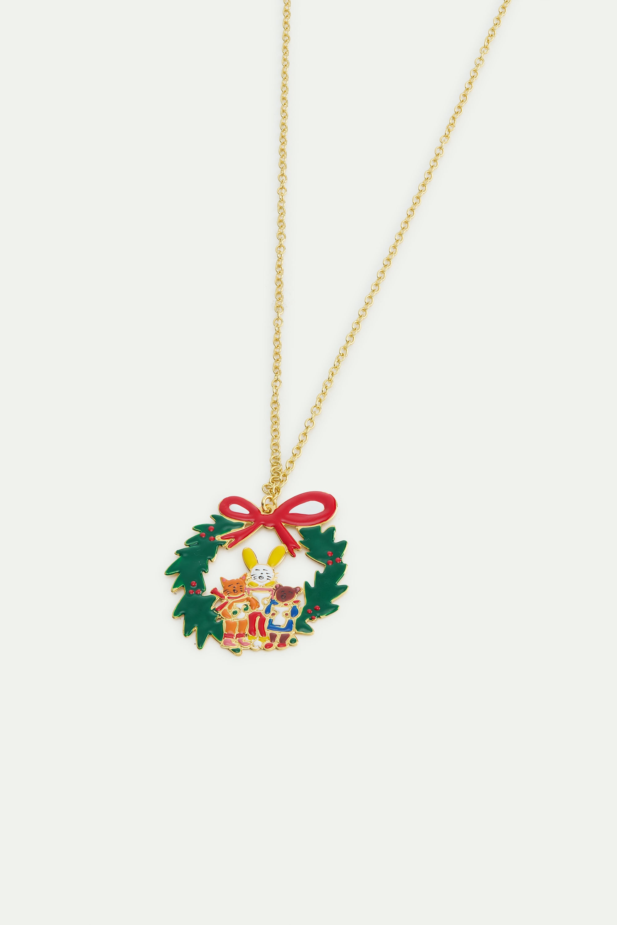 Collier pendentif couronne et chorale de noël