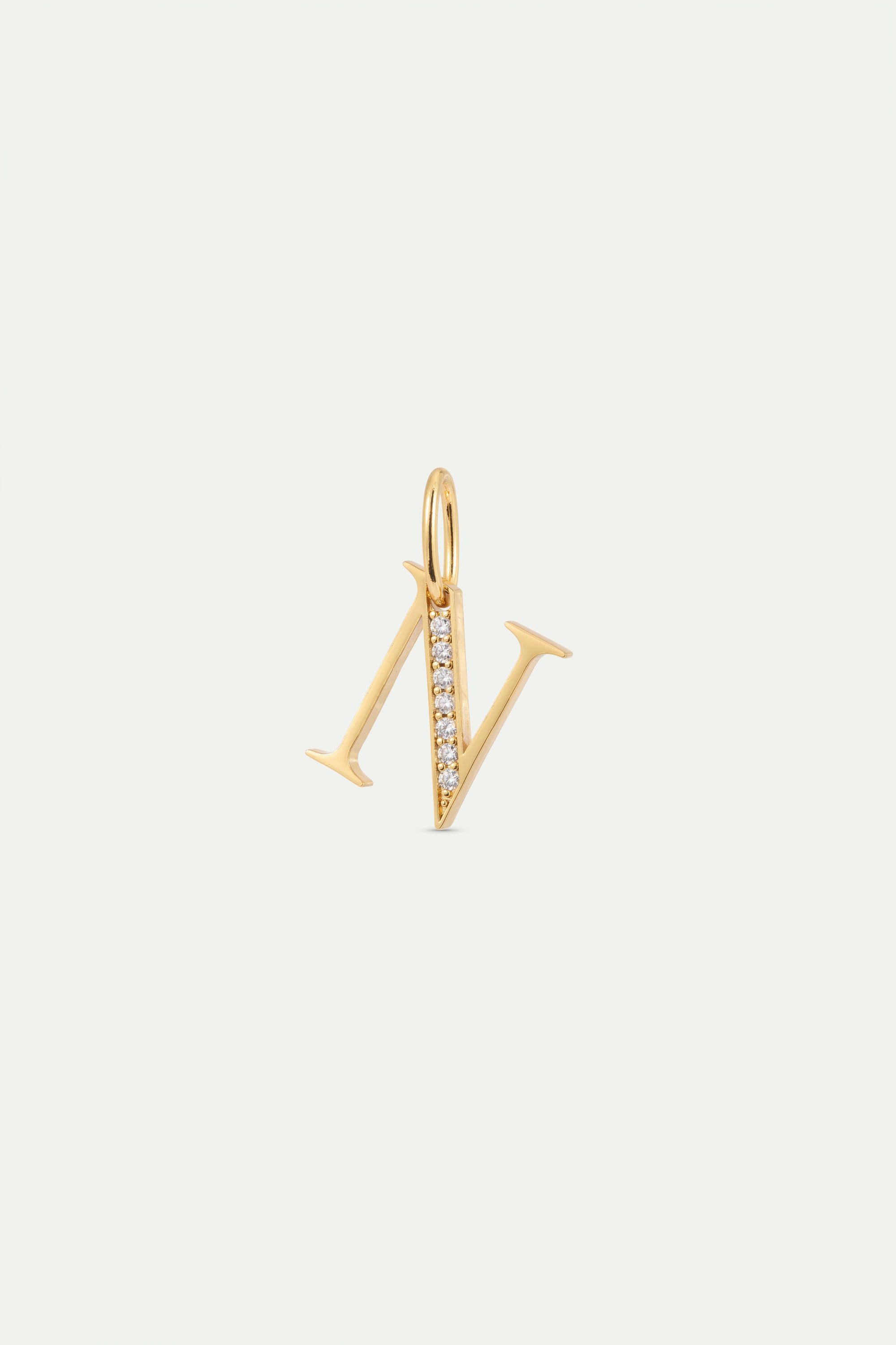 Pendentif lettre N dorée et cristaux