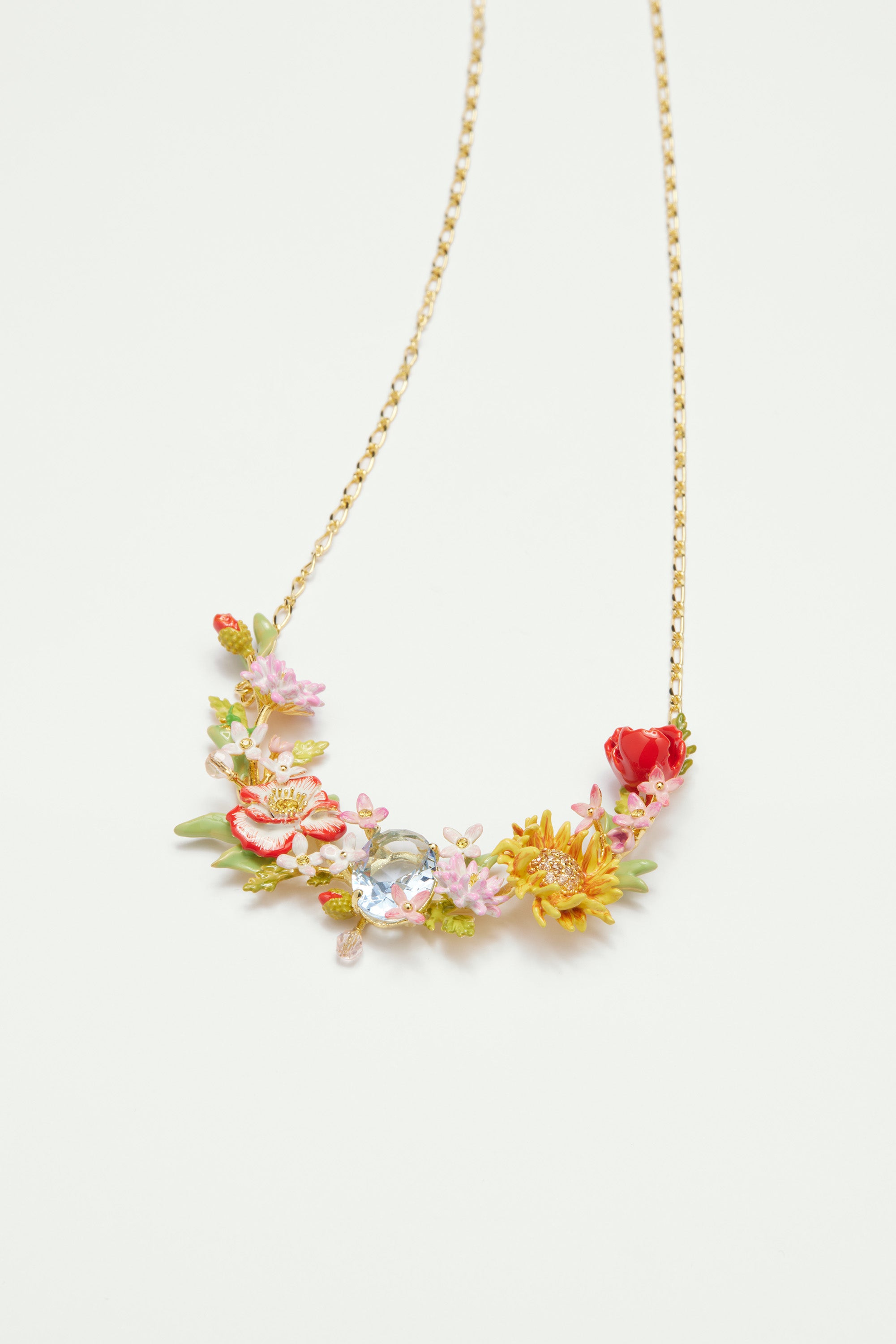 Wildflower and blue stone statement necklace