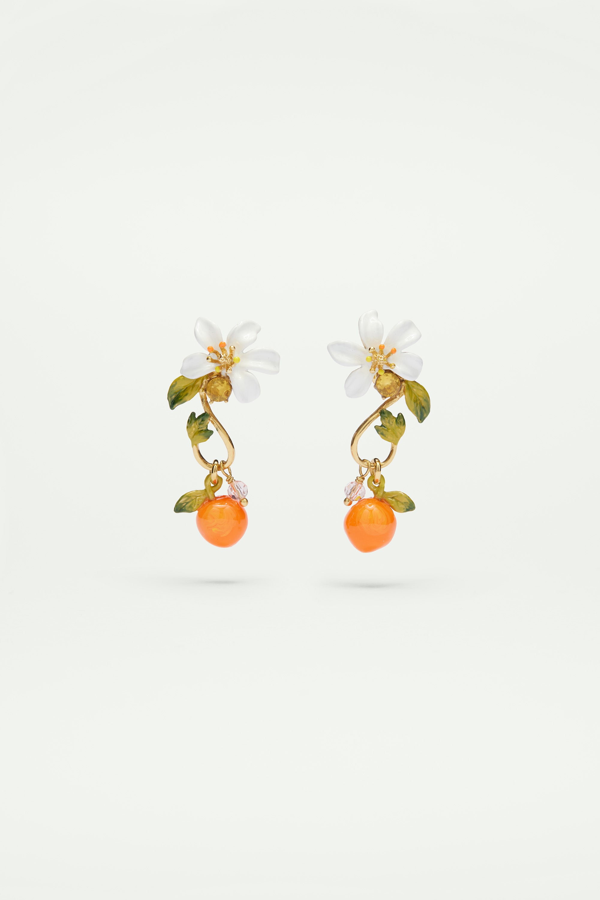 Orange and orange blossom baroque style Clip on earrings