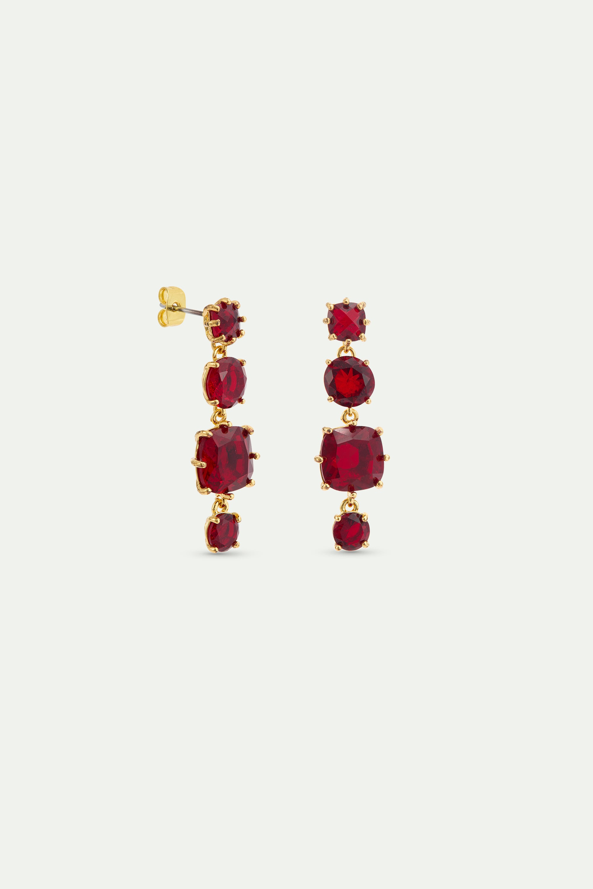 Boucles d'oreilles 4 pierres La Diamantine Rouge Grenat