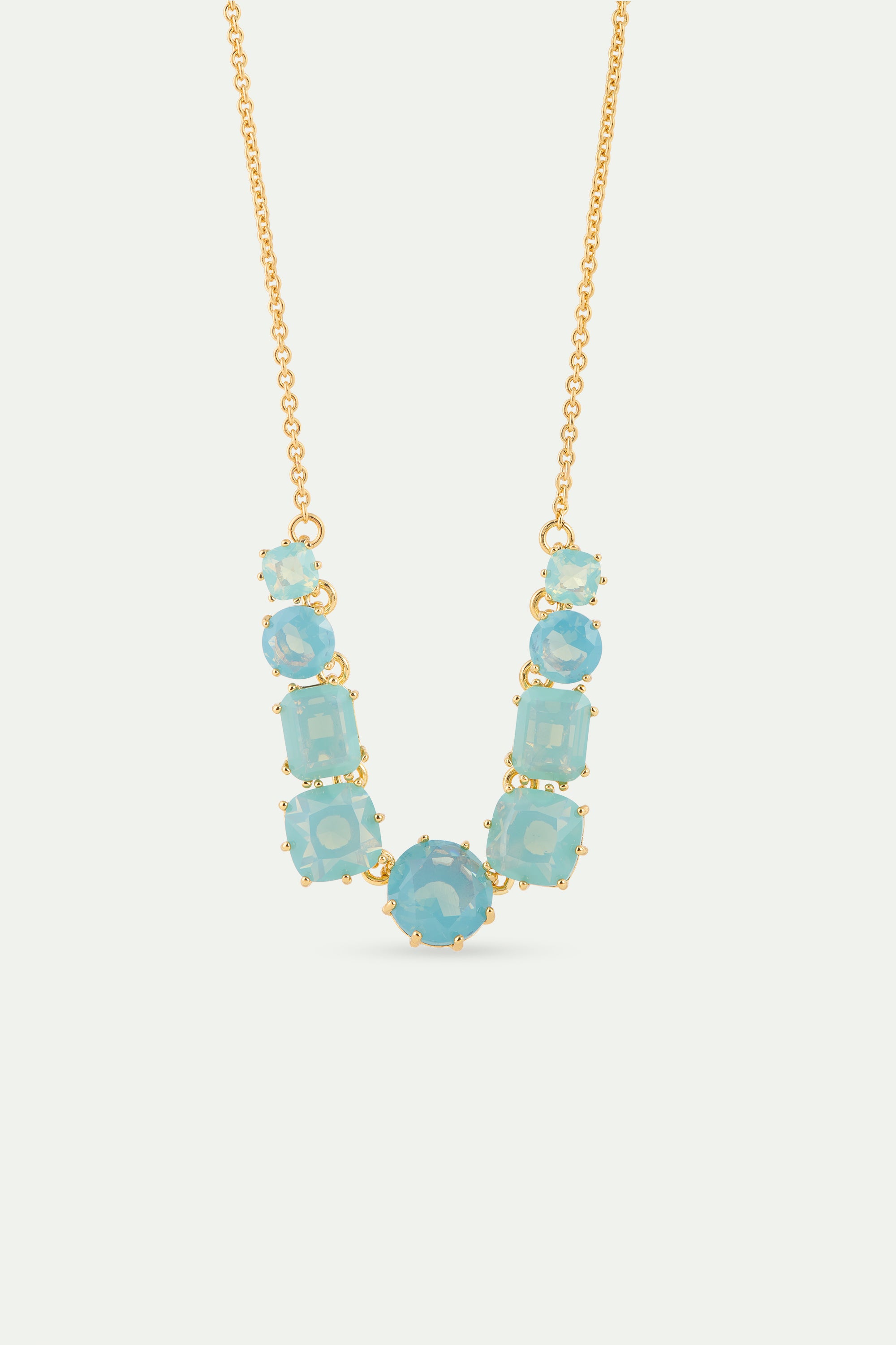 Collier fin 9 pierres La Diamantine Bleu Glacier