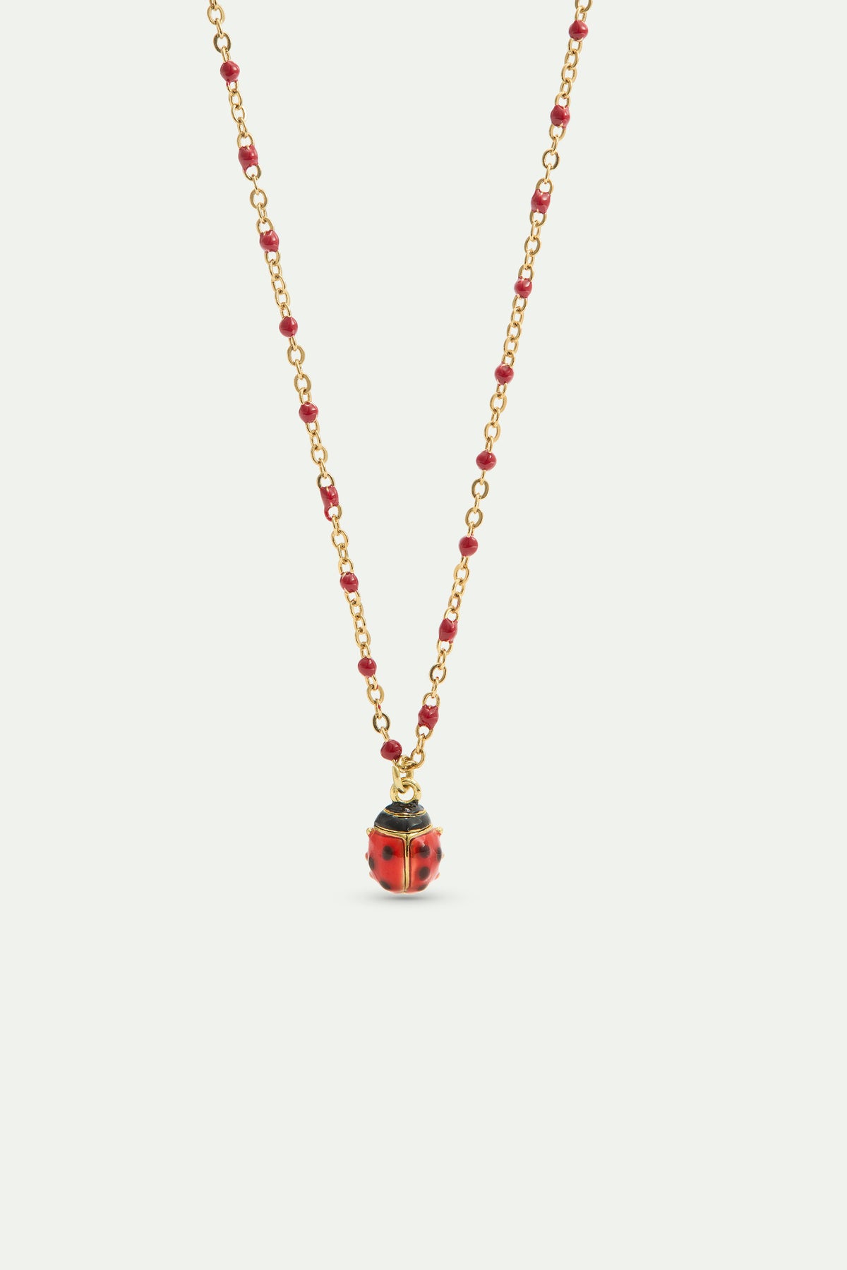 Collier pendentif Coccinelle rouge et noire