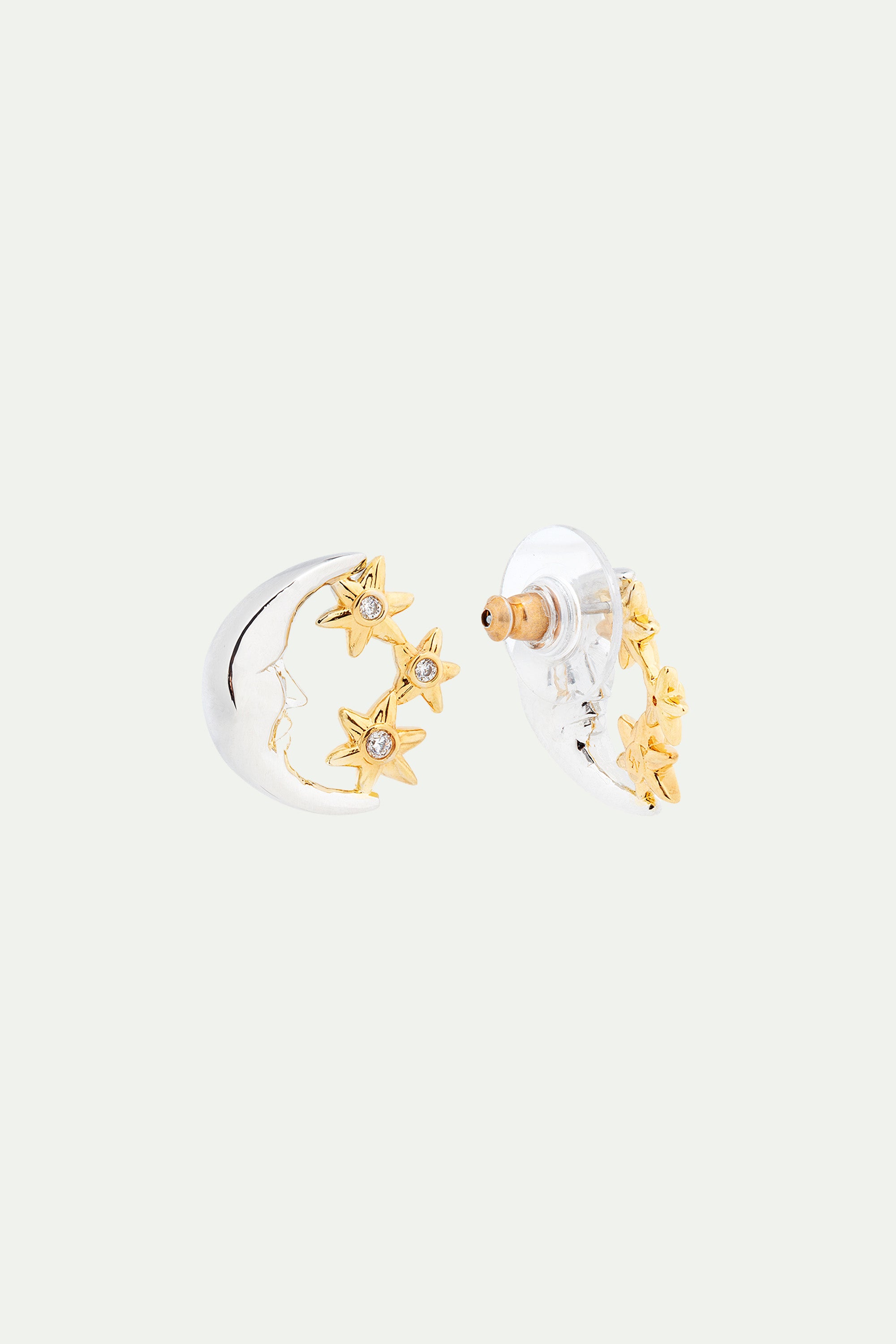 Moon and star post earrings