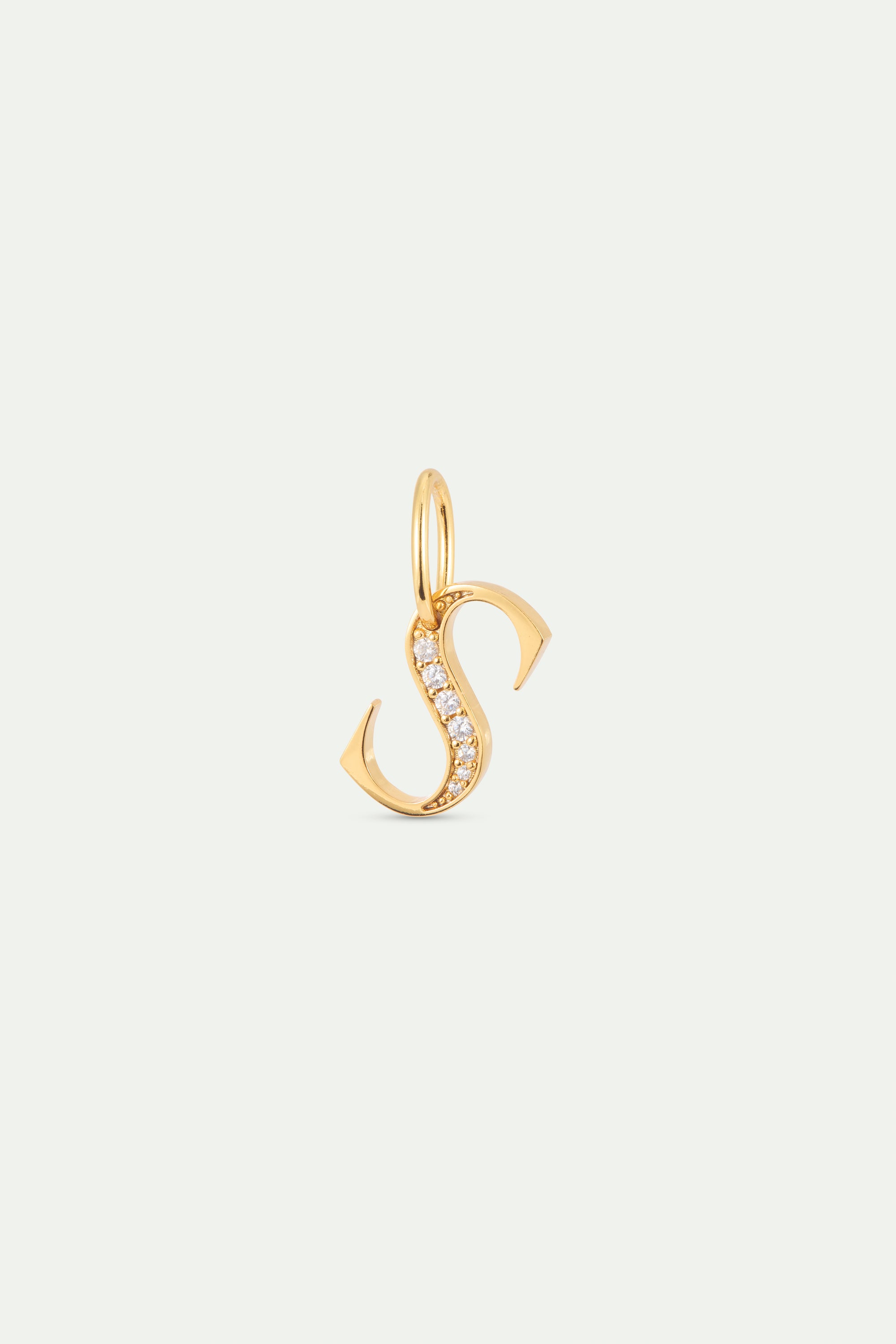 Pendentif lettre S dorée et cristaux