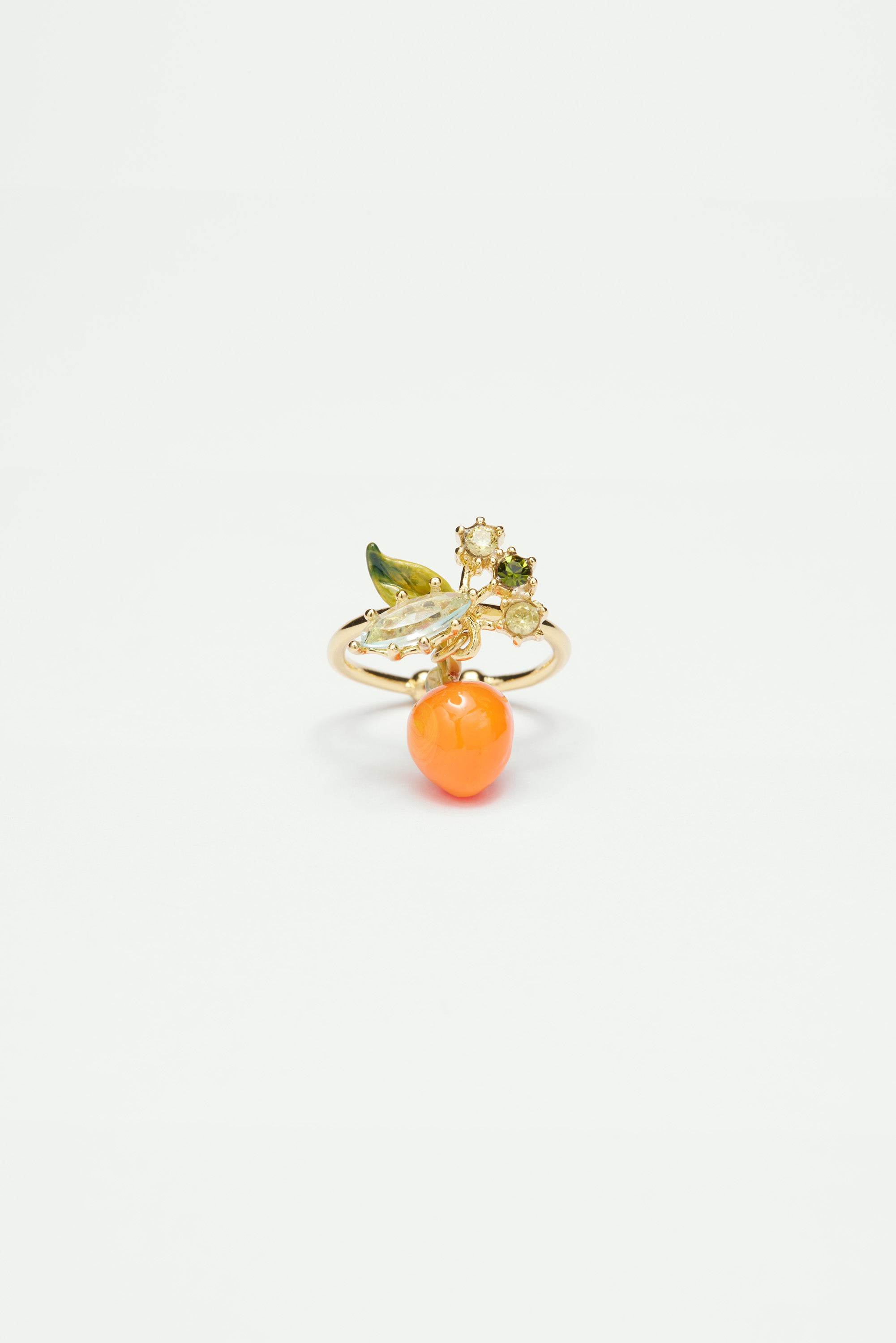 Anillo ajustable naranja y pequeñas piedras