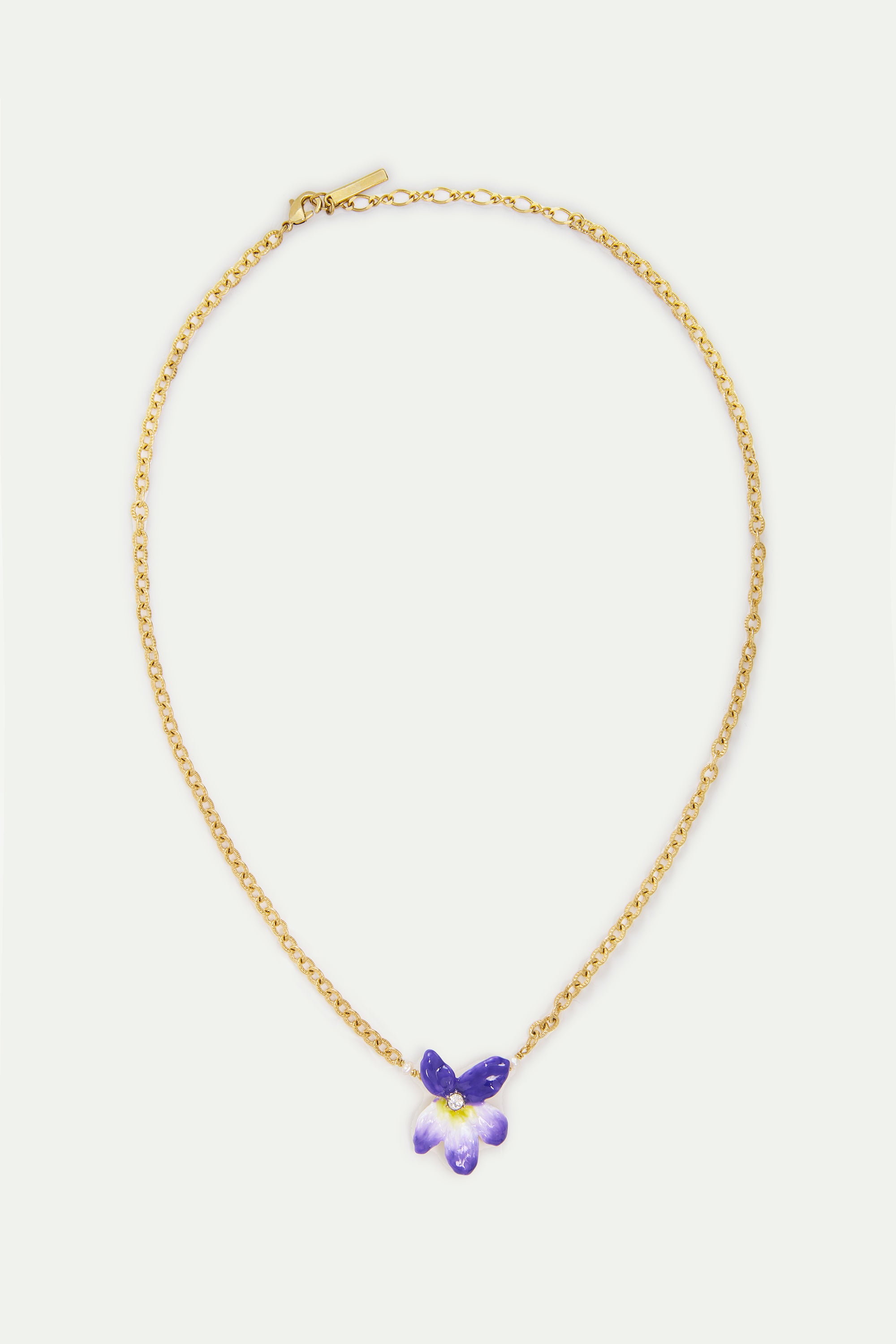 Collier violette et cristal facetté