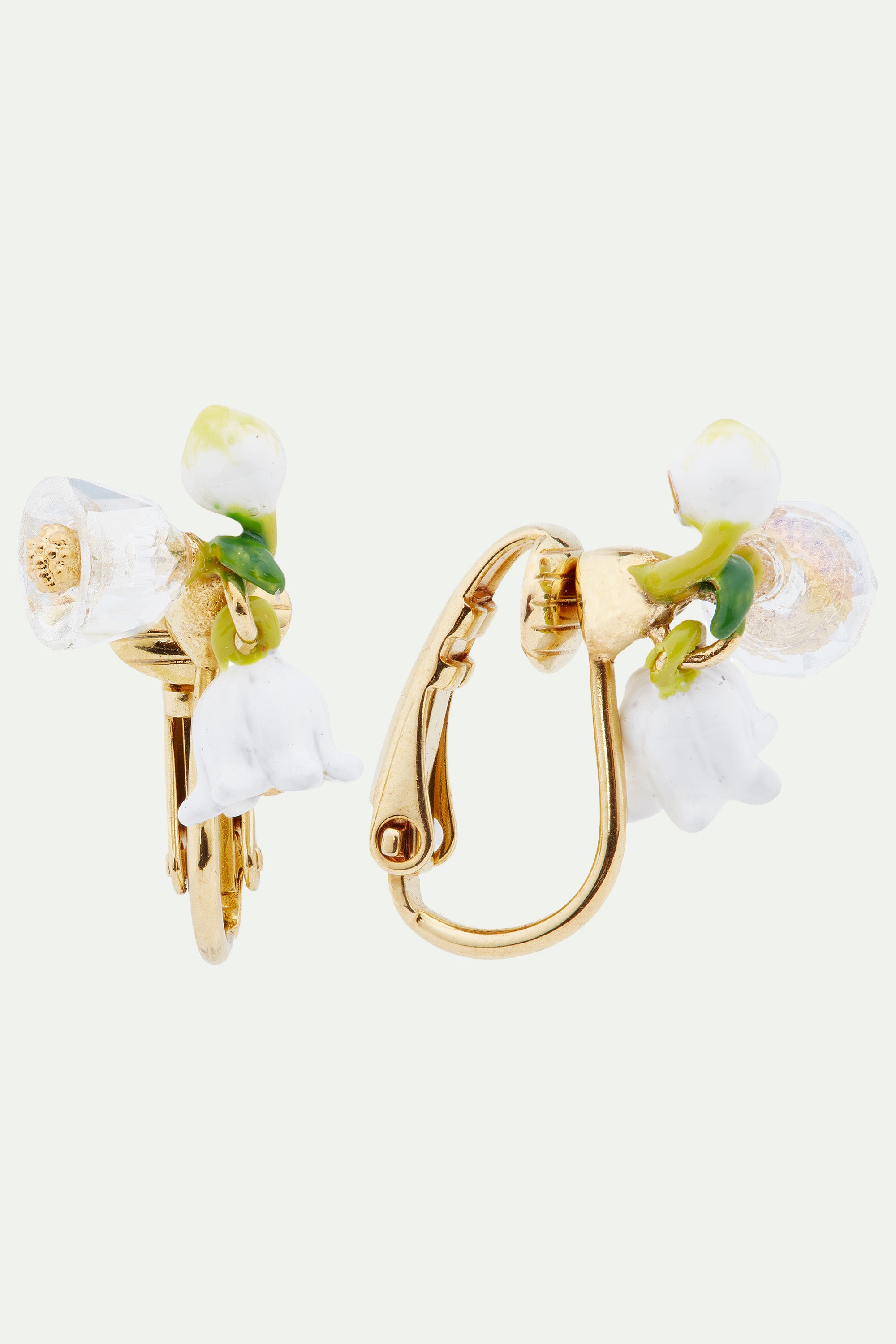 Lily of the valley sprig clip-on earrings