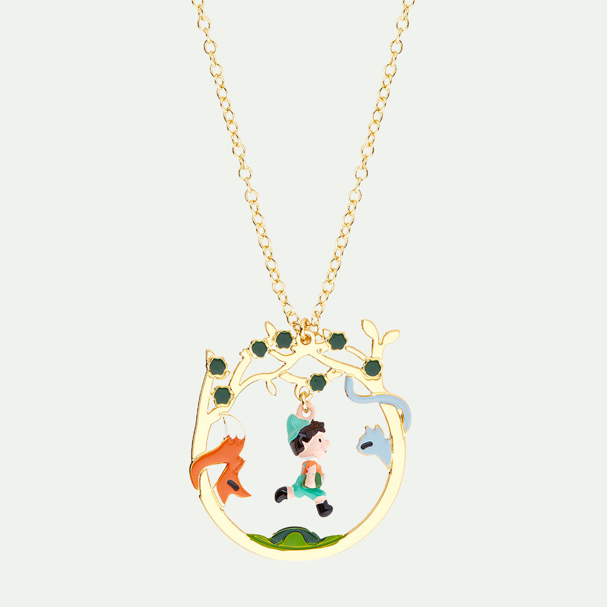 Pinocchio and friends in the forest necklace