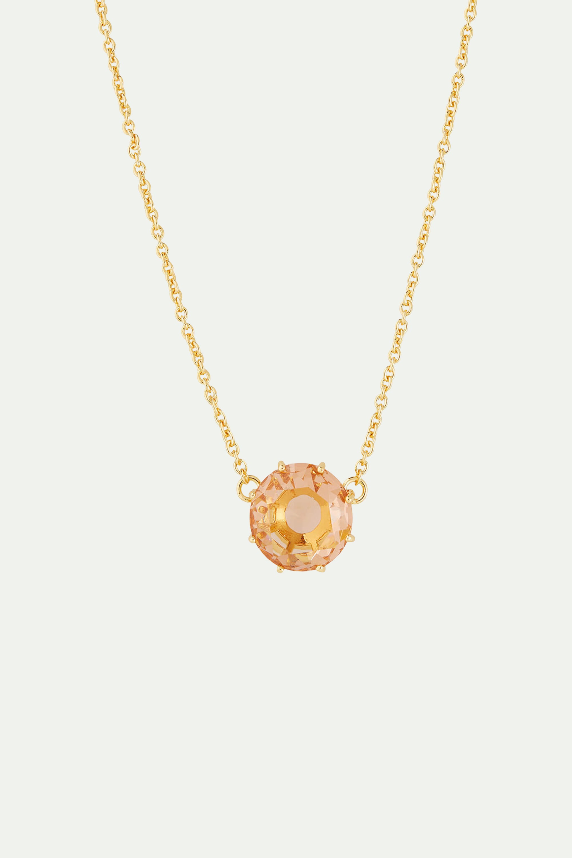 Collier fin pierre ronde la diamantine rose abricot