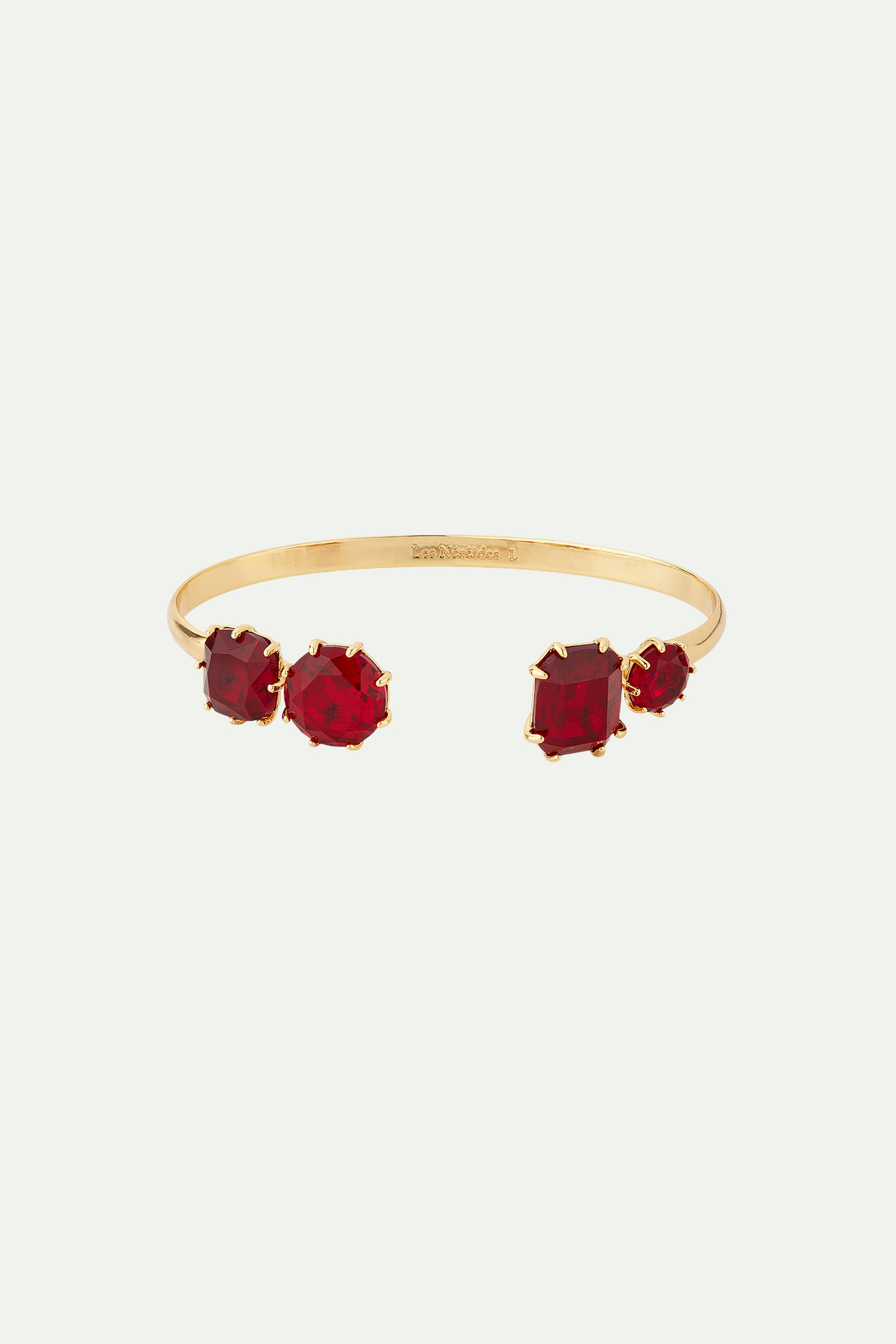 Garnet red diamantine 4 stone bangle bracelet