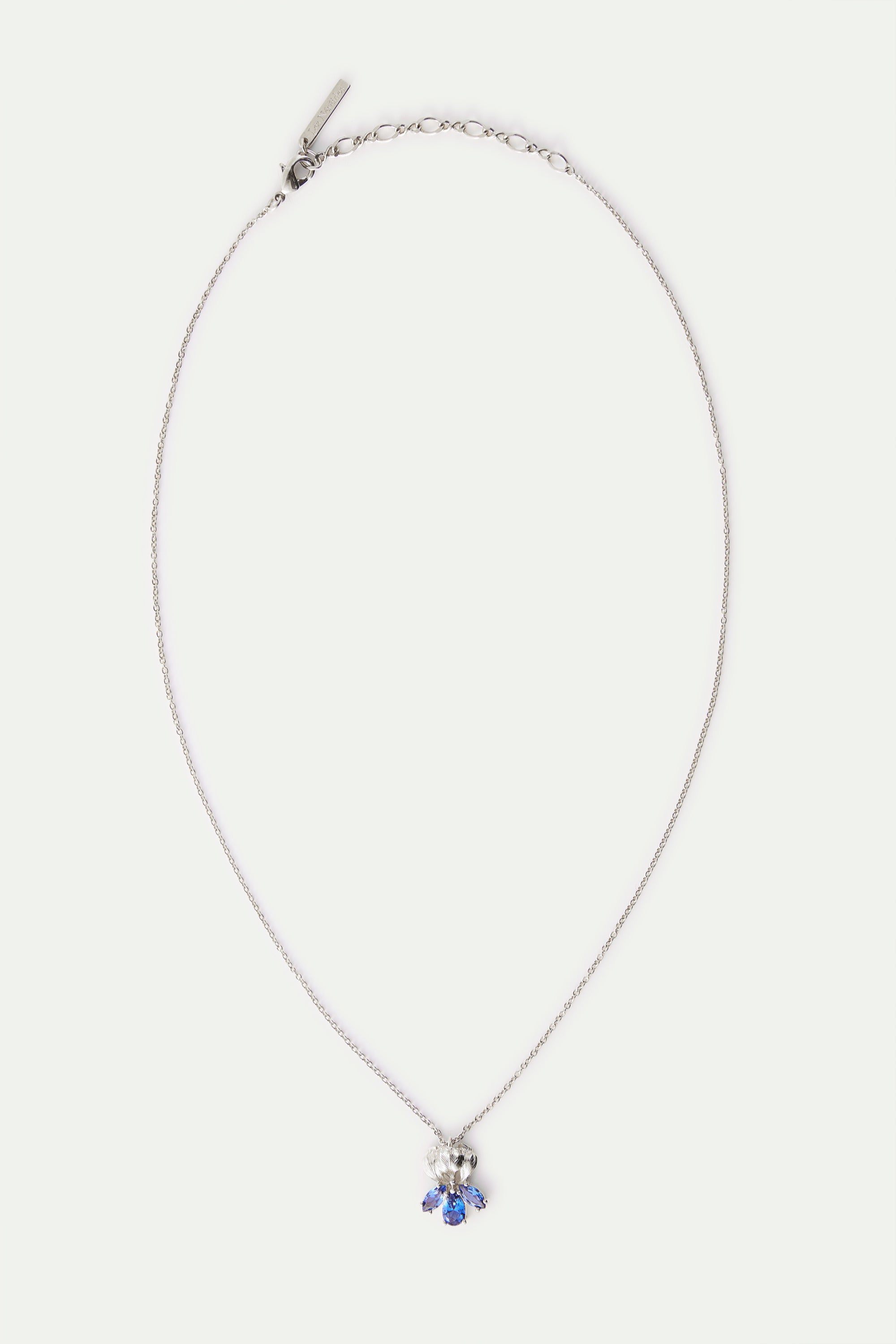 Collar colgante plateado iris y piedras azules