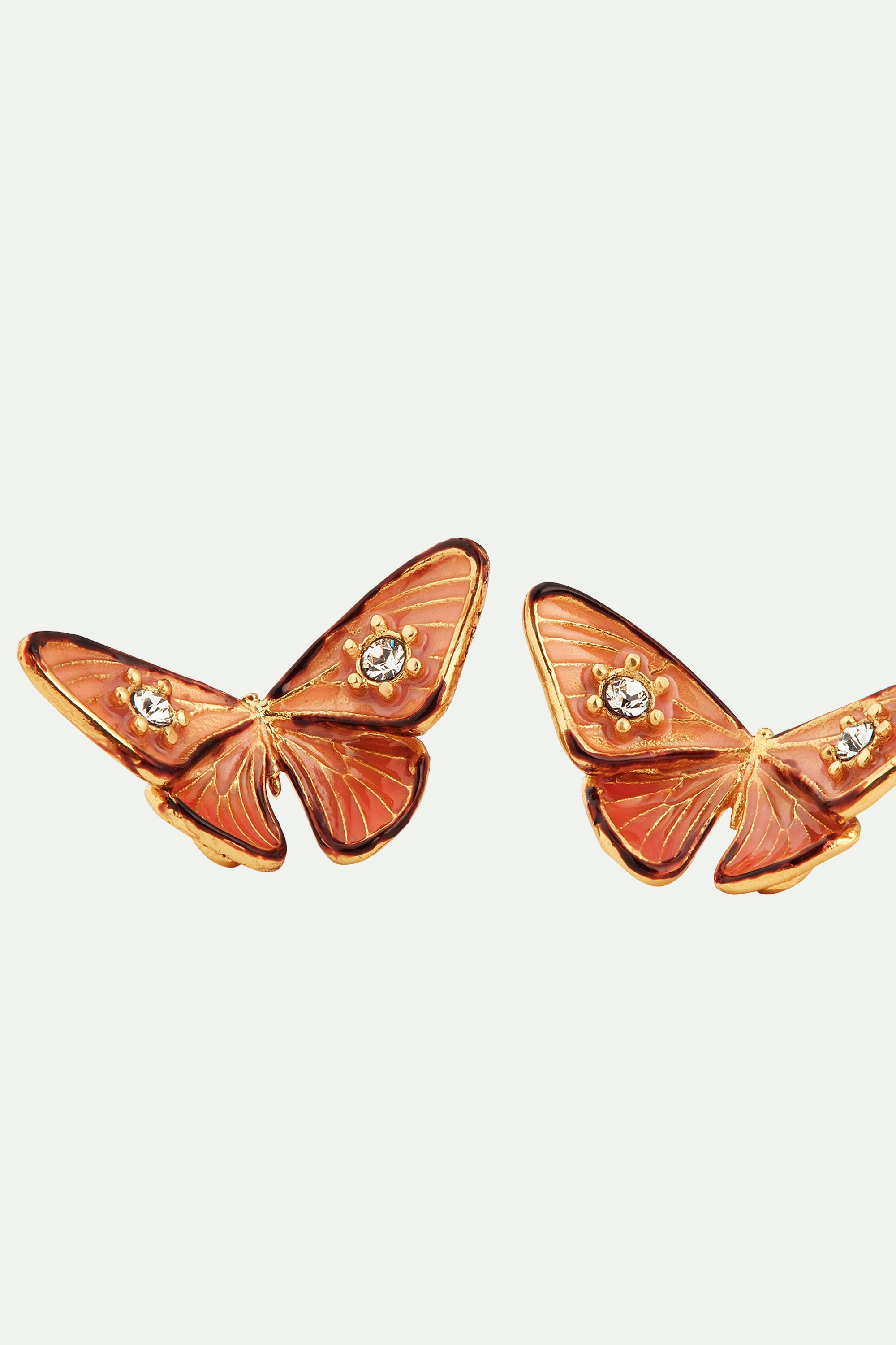 Enamelled butterfly and stone sleeper earrings