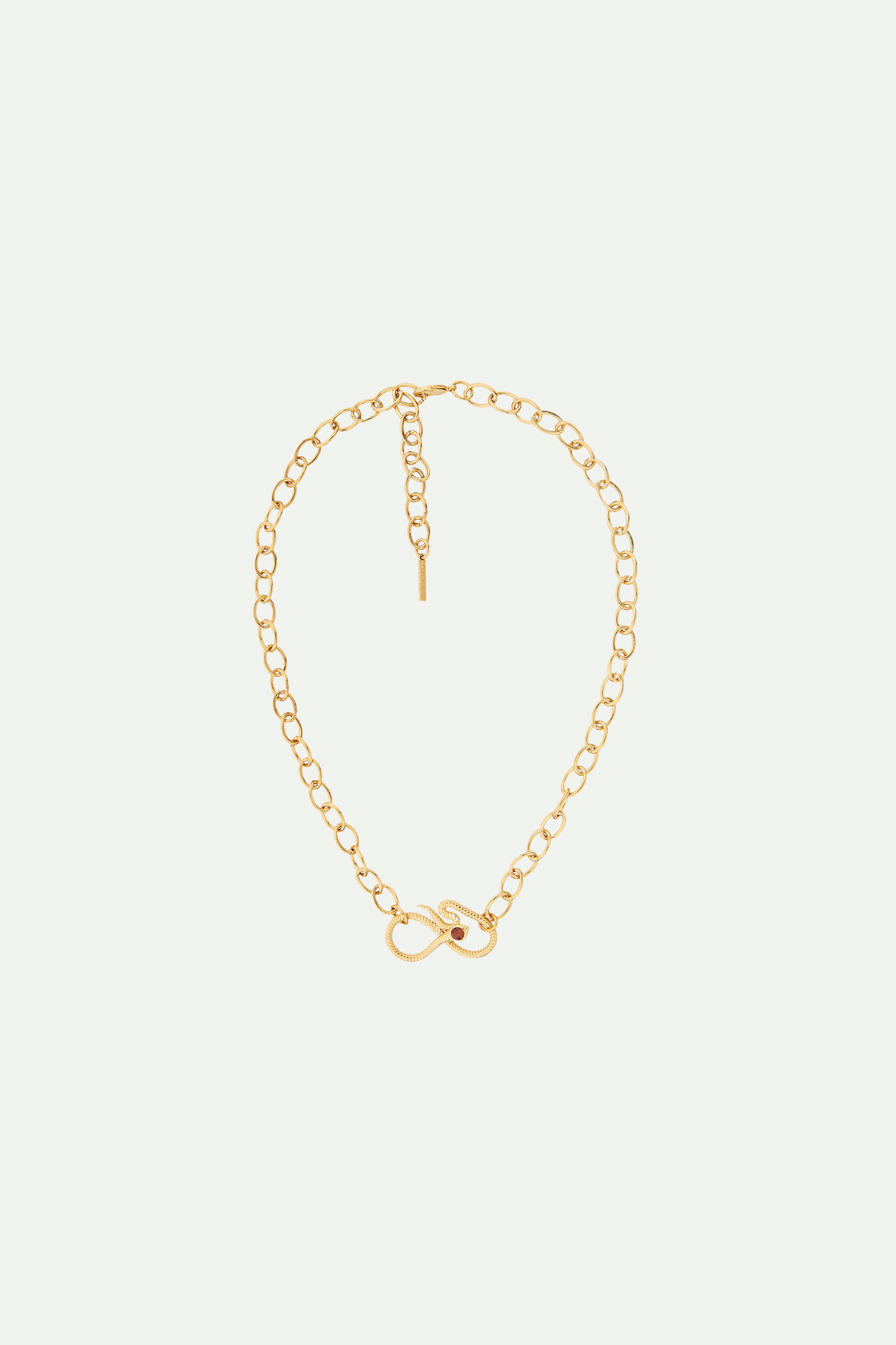 Collier plastron chaîne maille ovale et serpent égyptien
