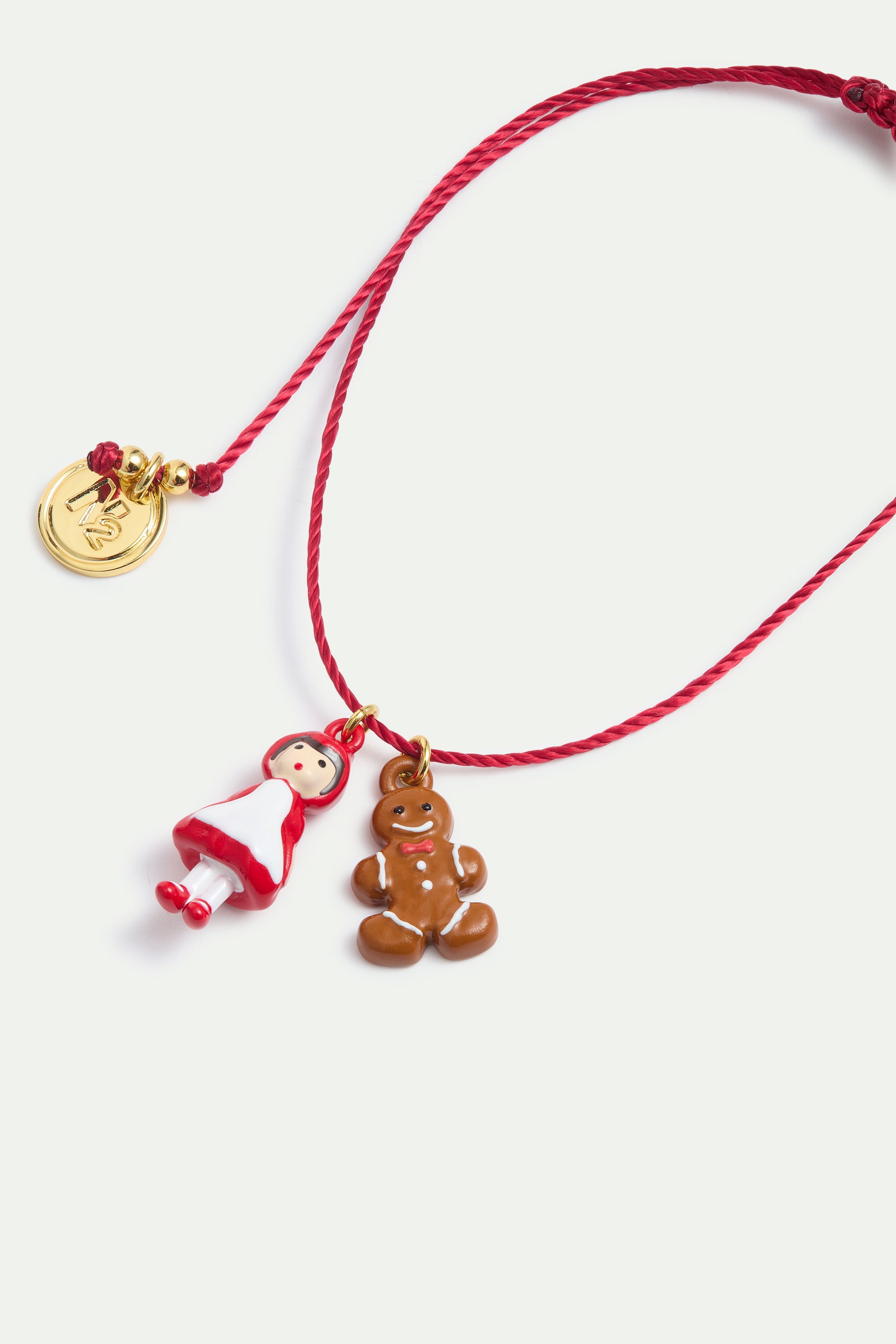 Bracelet cordon rouge ajustable Petit Chaperon Rouge, bonhomme pain d'épice