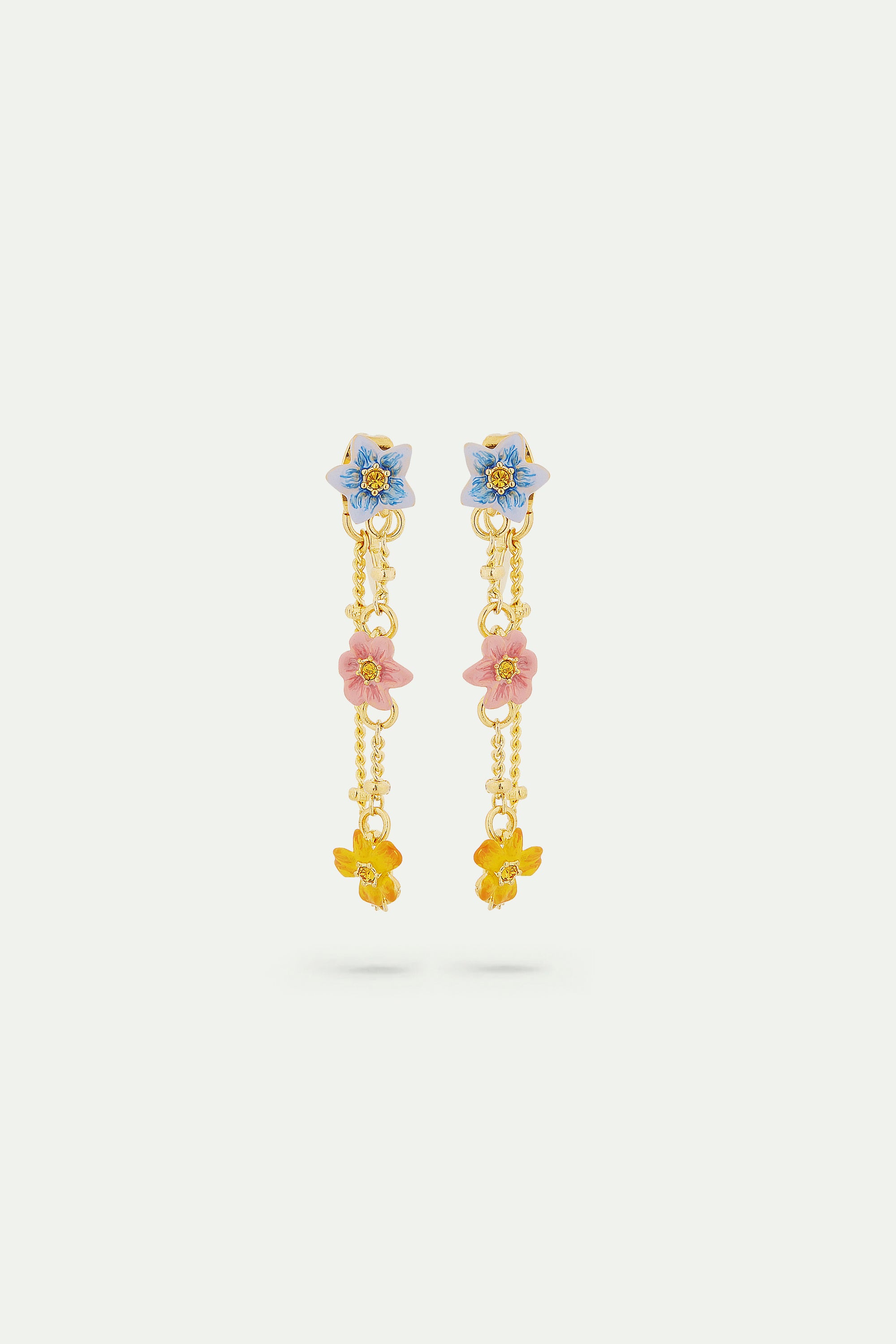 Pendientes colgantes con 3 flores de jazmín de colores