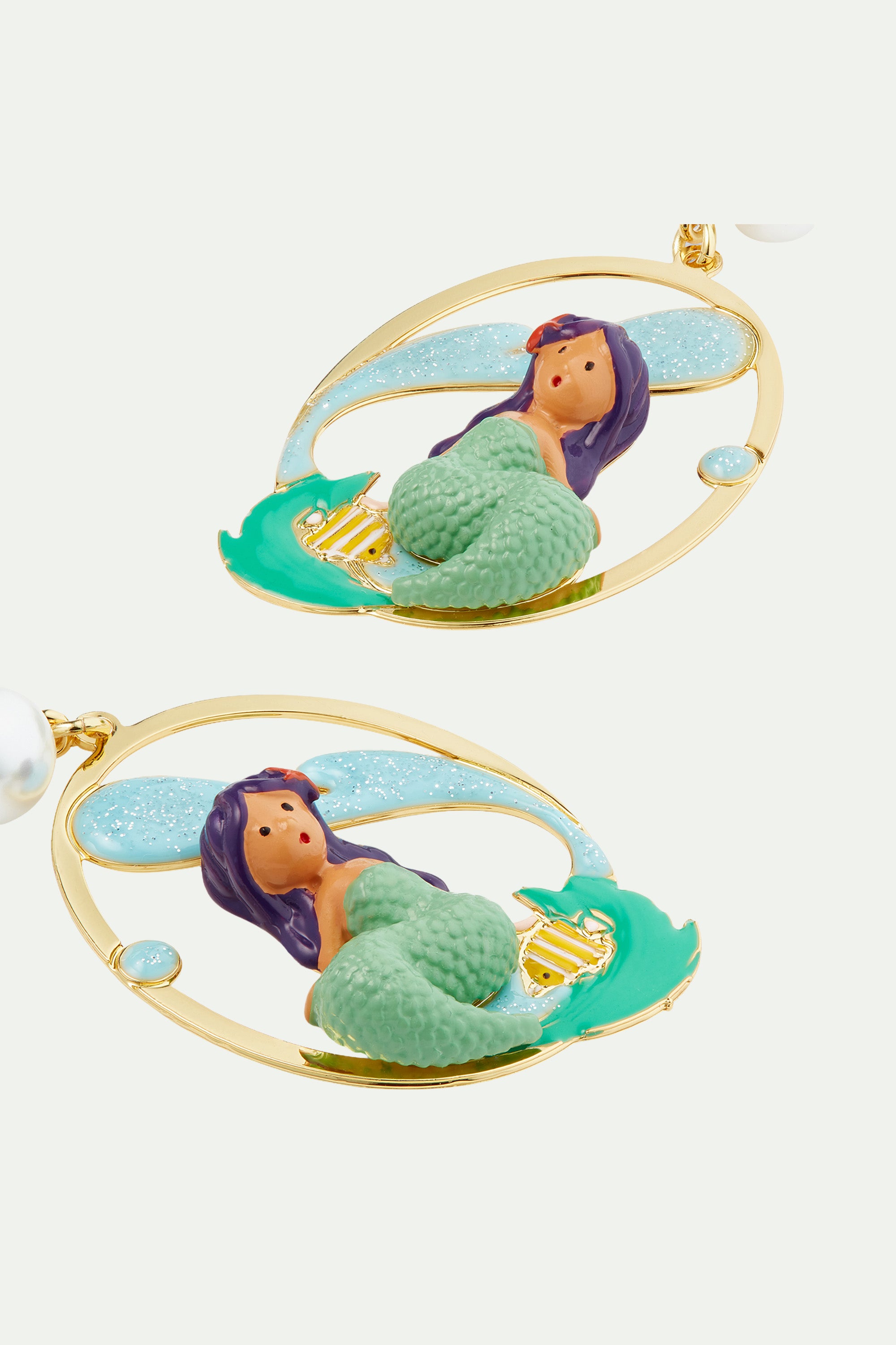 Boucles d'oreilles sirène et vague