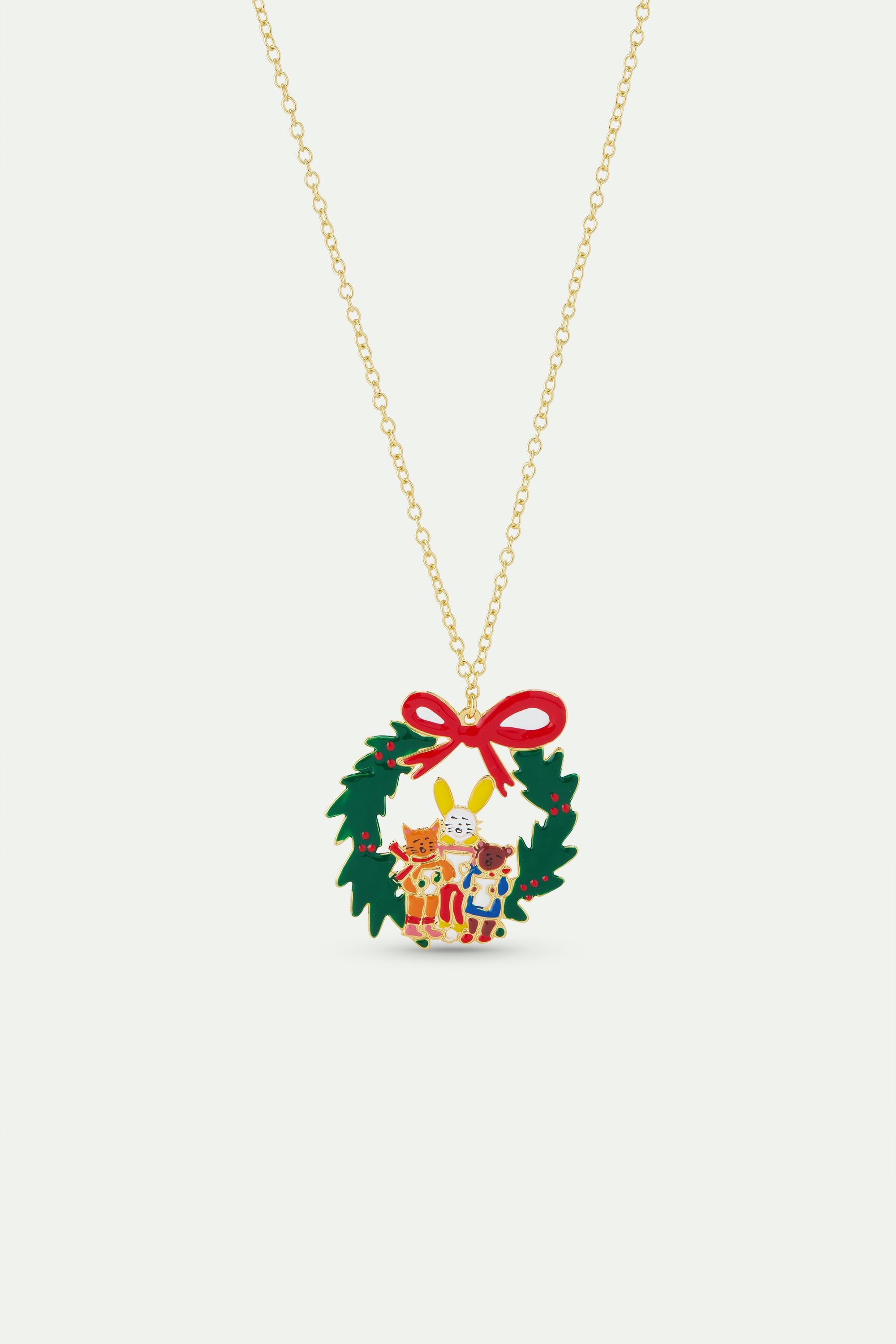 Collier pendentif couronne et chorale de noël