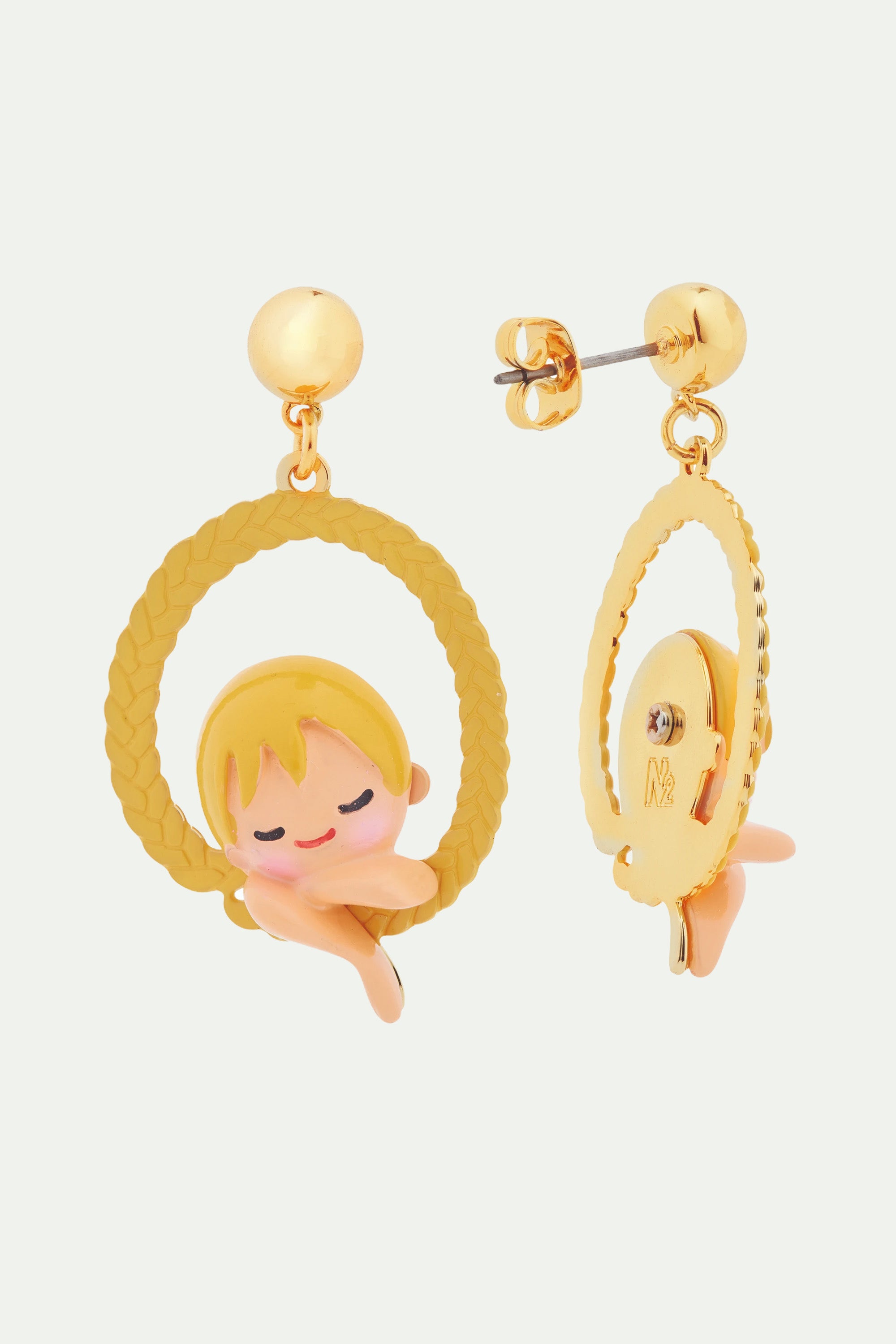 Enchanted hair princess post hoop earrings