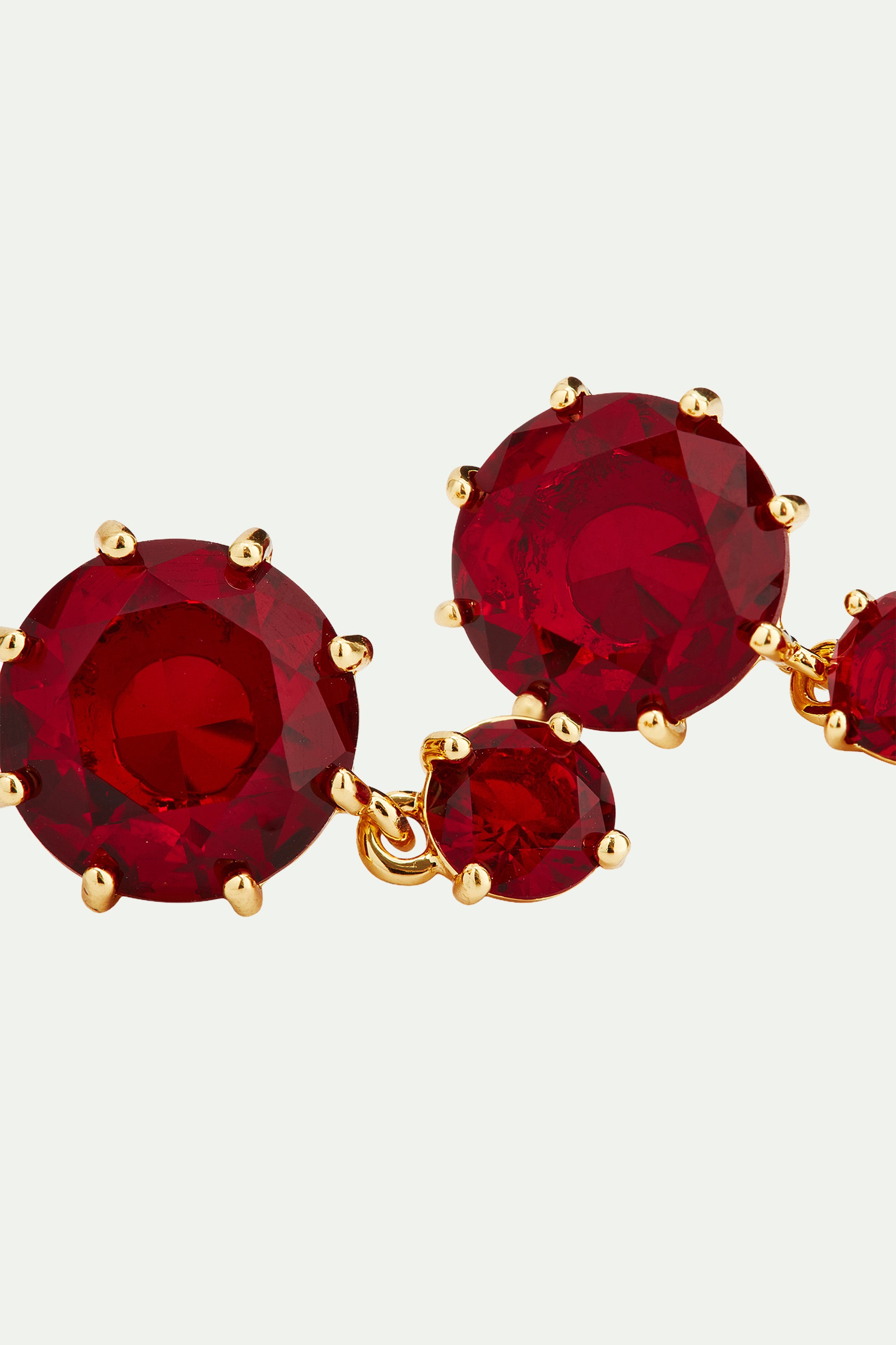 Boucles d'oreilles tiges pierre ronde La Diamantine rouge grenat