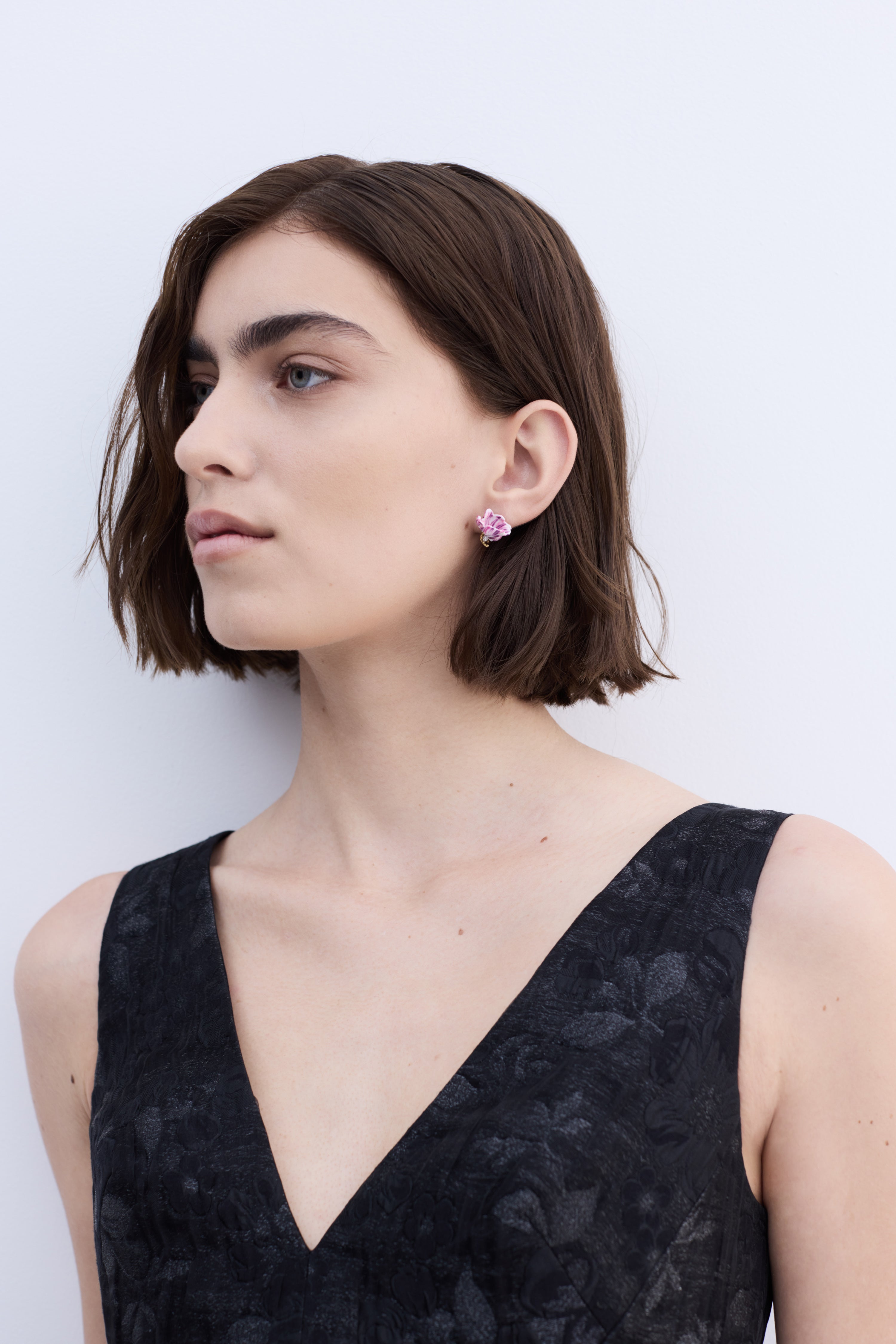 Boucles d'oreilles tulipe violette et cristal