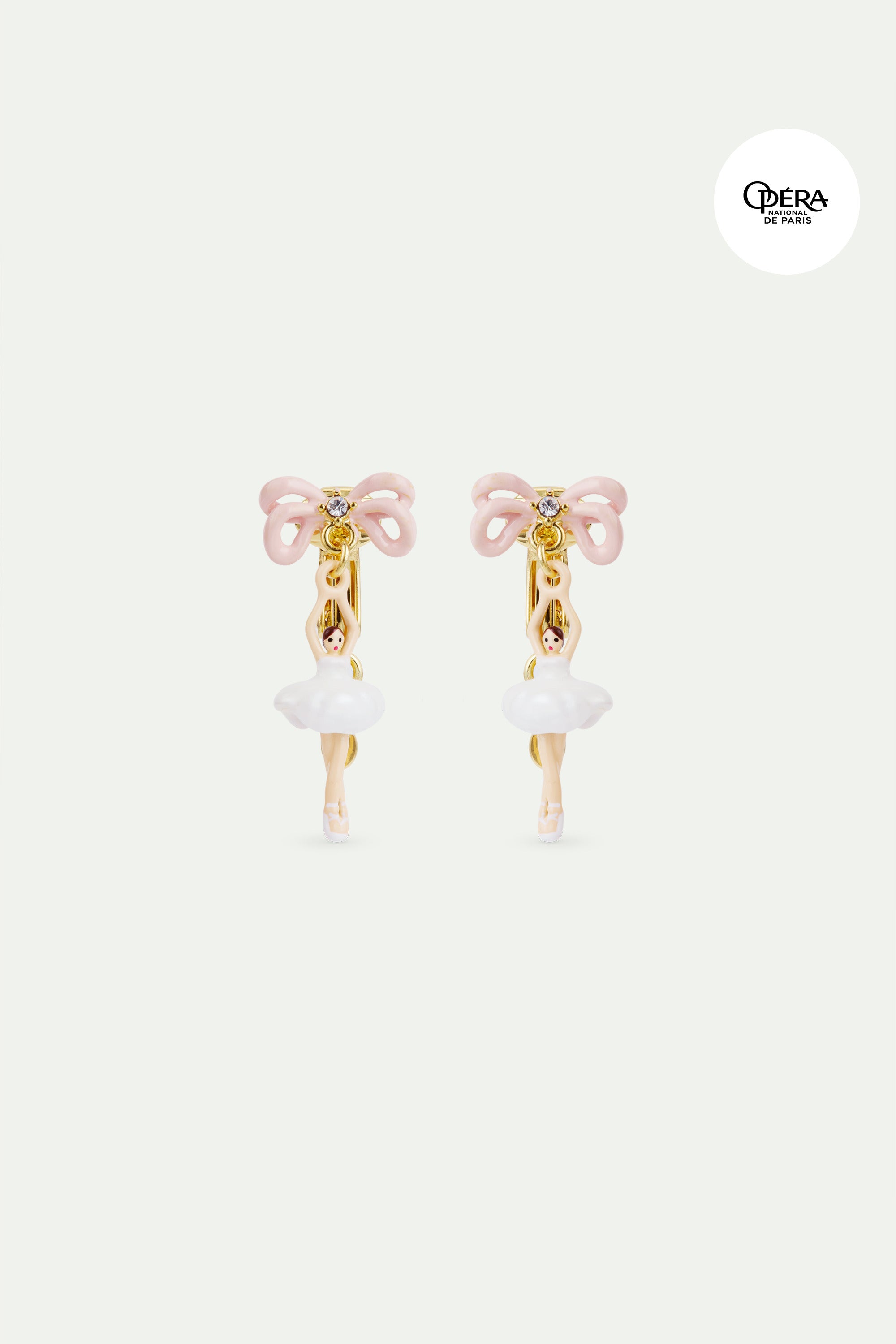 Boucles d'oreilles mini Ballerine en tutu blanc et nœud rose