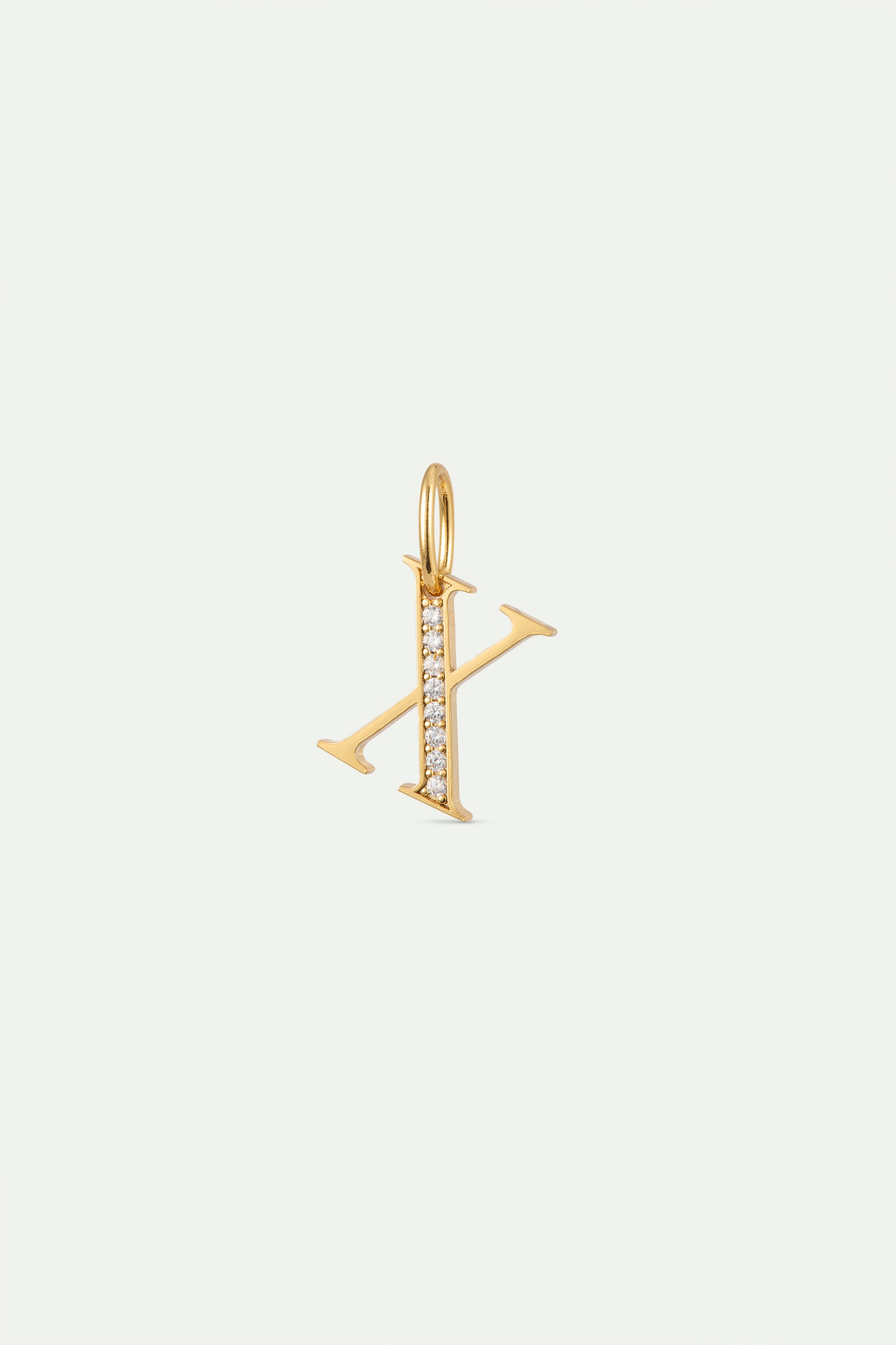 Pendentif lettre X dorée et cristaux