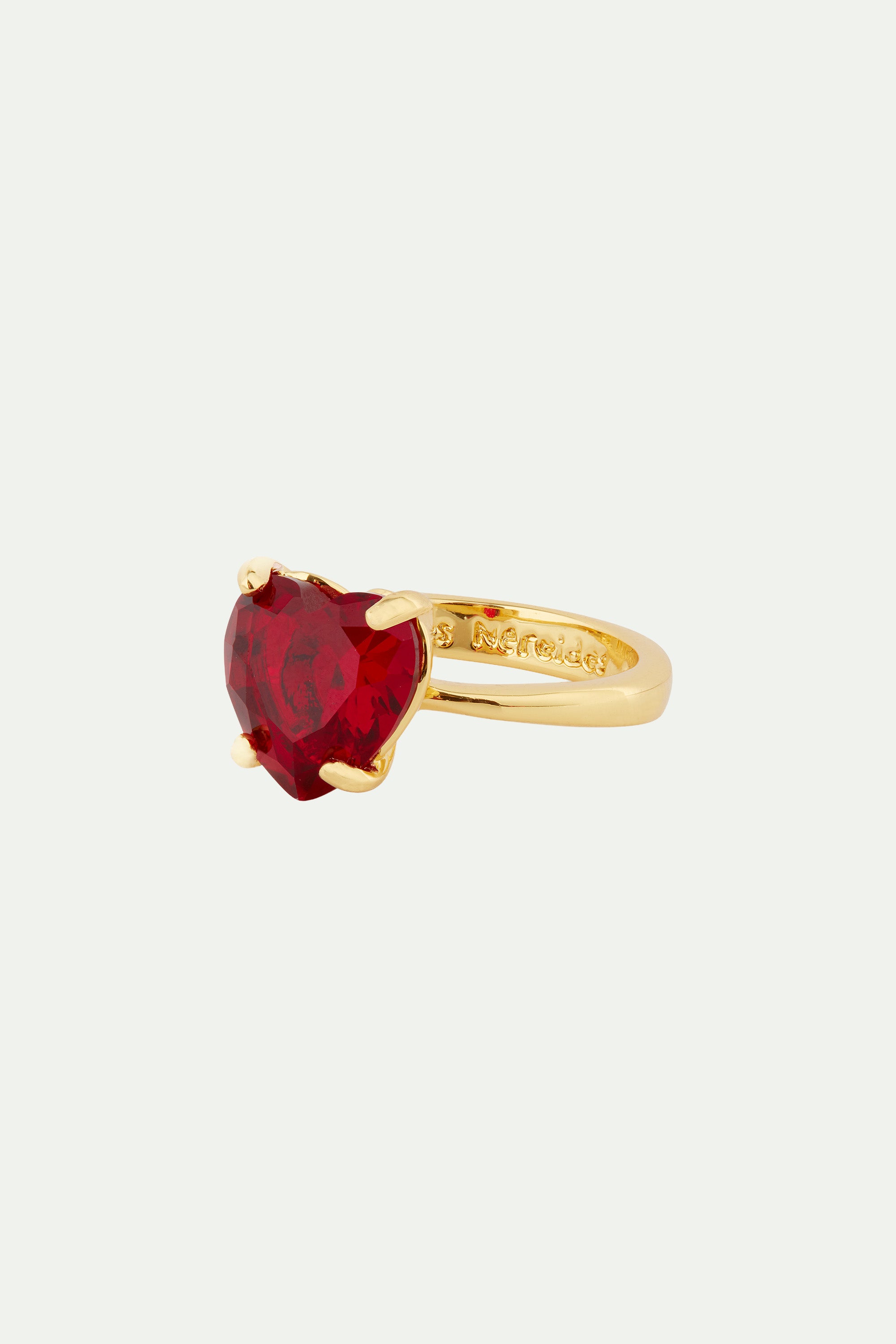 Bague solitaire cœur La Diamantine rouge grenat