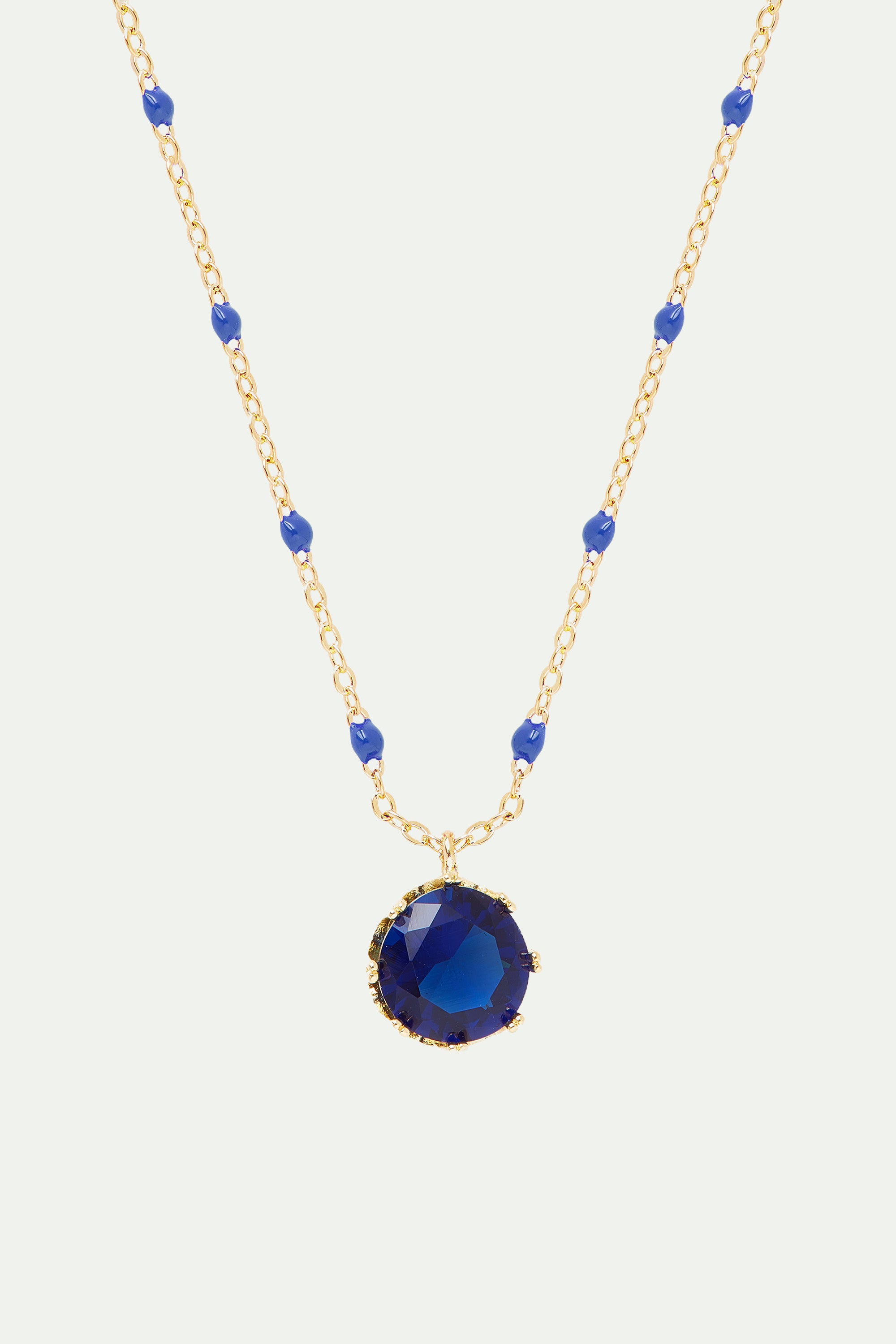 Blue round stone pendant necklace