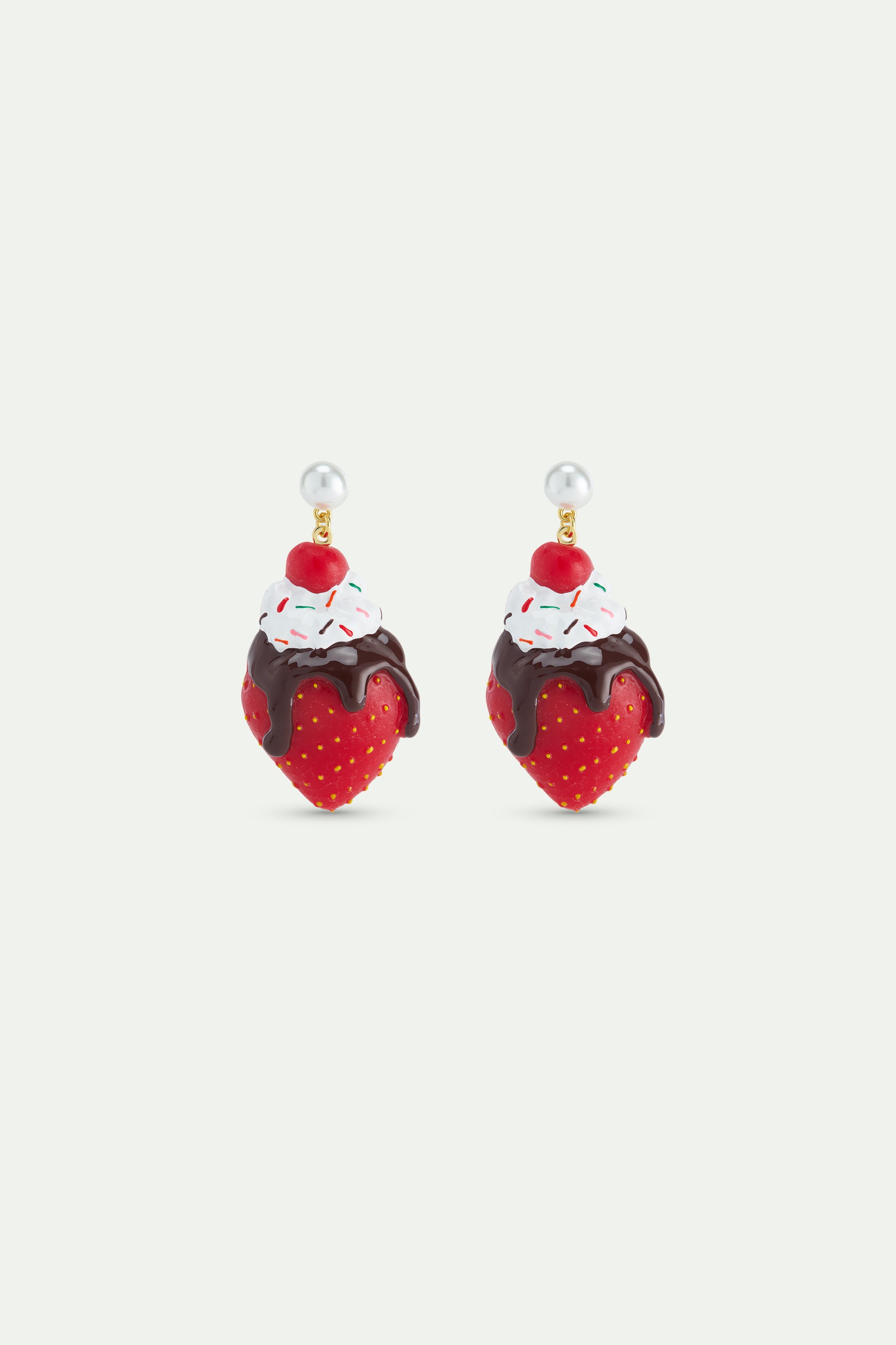 Boucles d'oreilles fraise glace chocolat chantilly