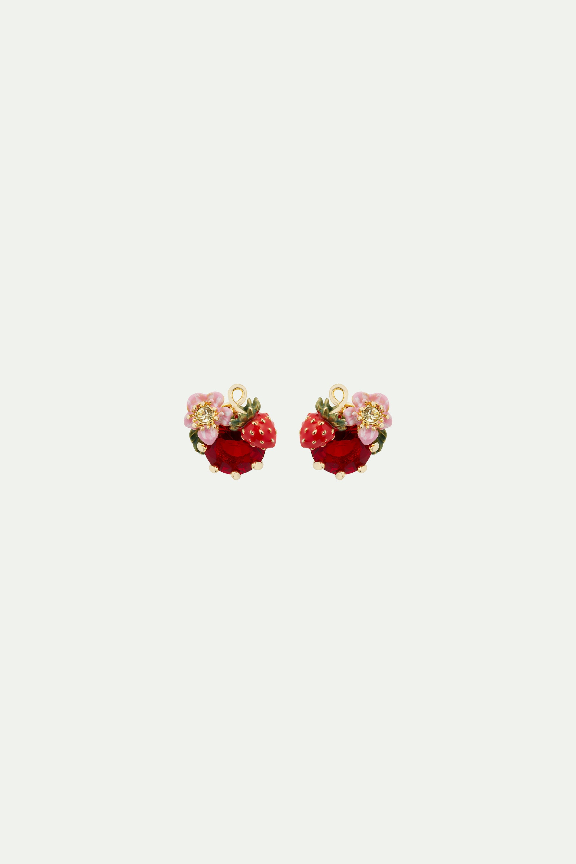 Boucles d’oreilles fraise des bois et pierre rouge