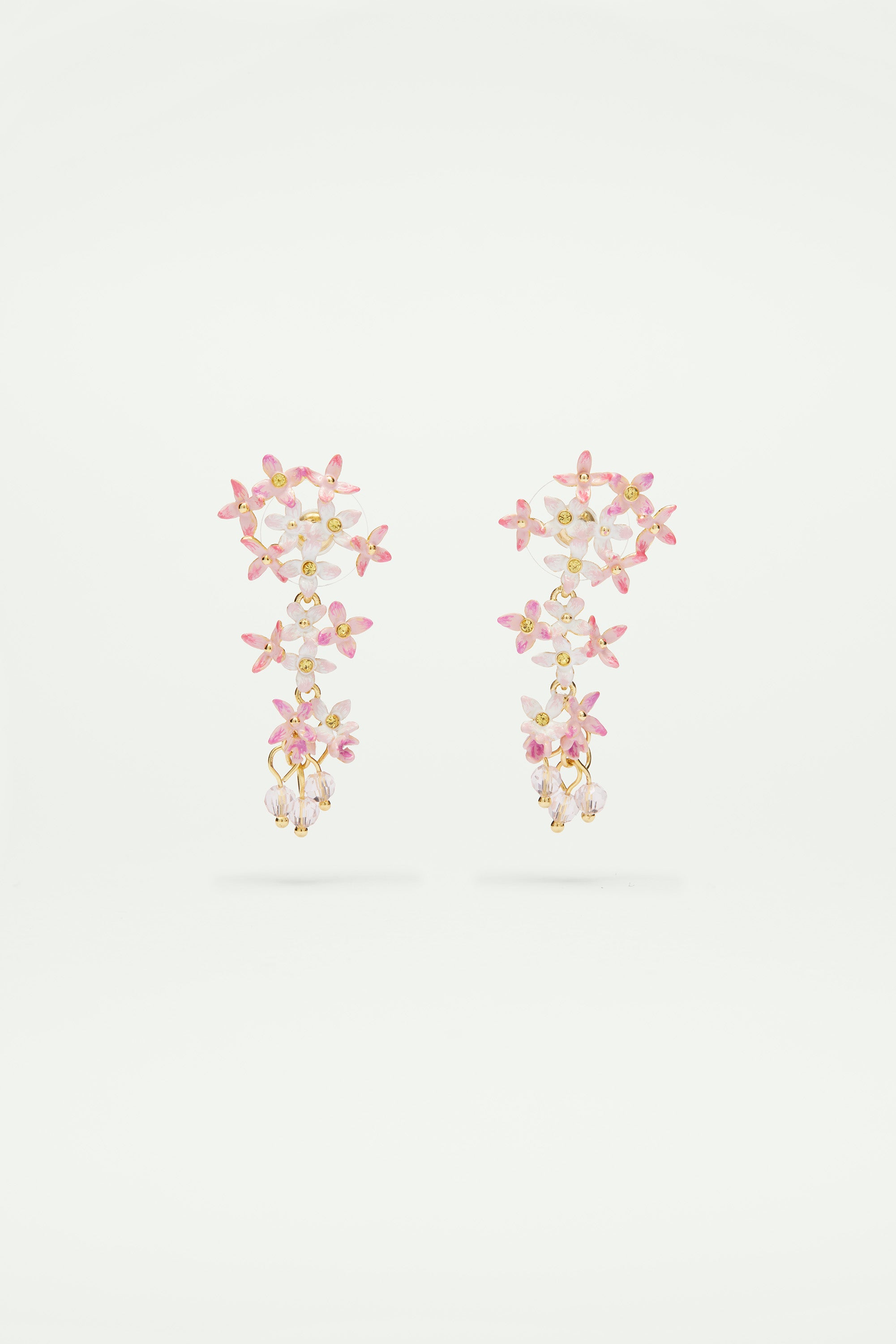 Lilac flower dangling post earrings