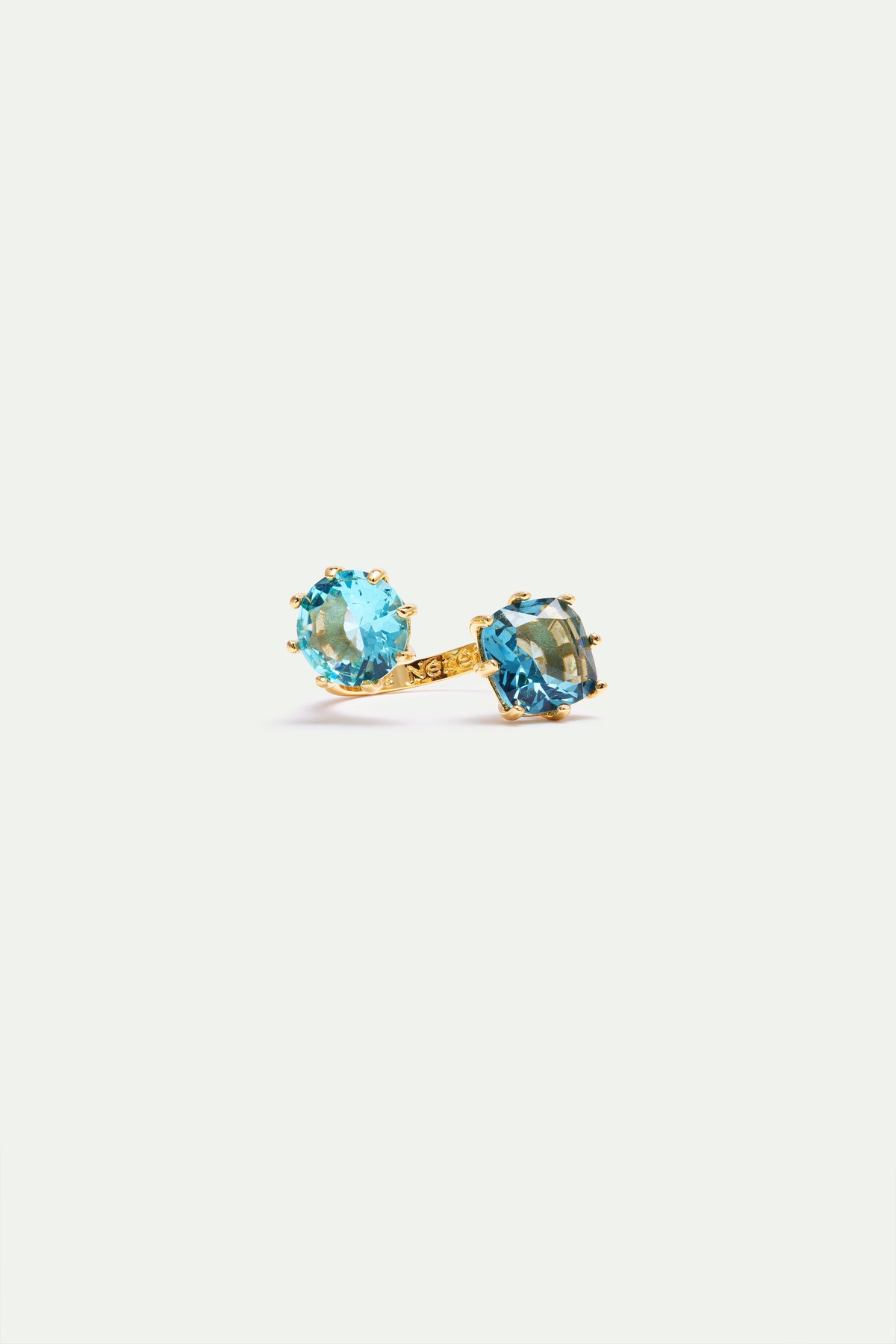 Bague ajustable deux pierres la Diamantine Acqua Azzura