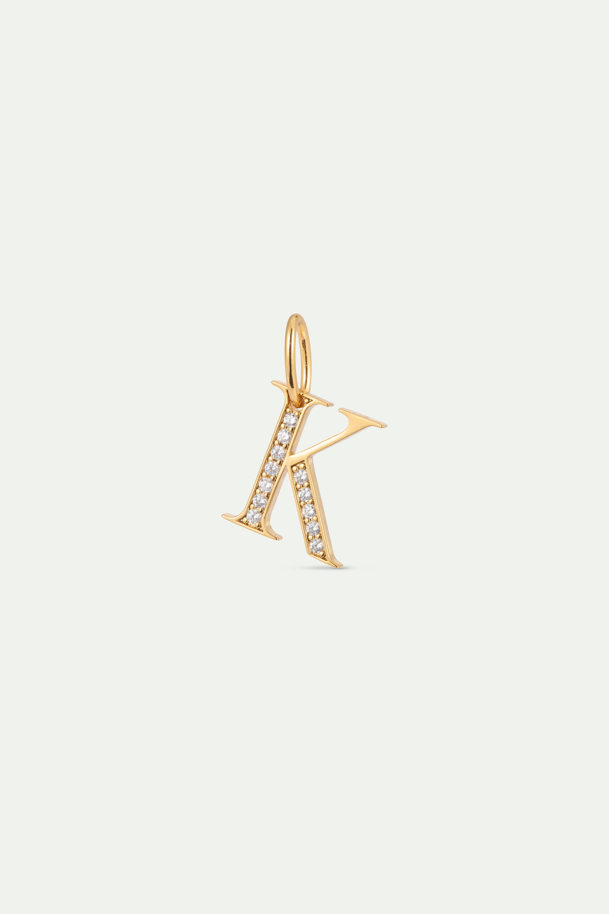Pendentif lettre K dorée et cristaux