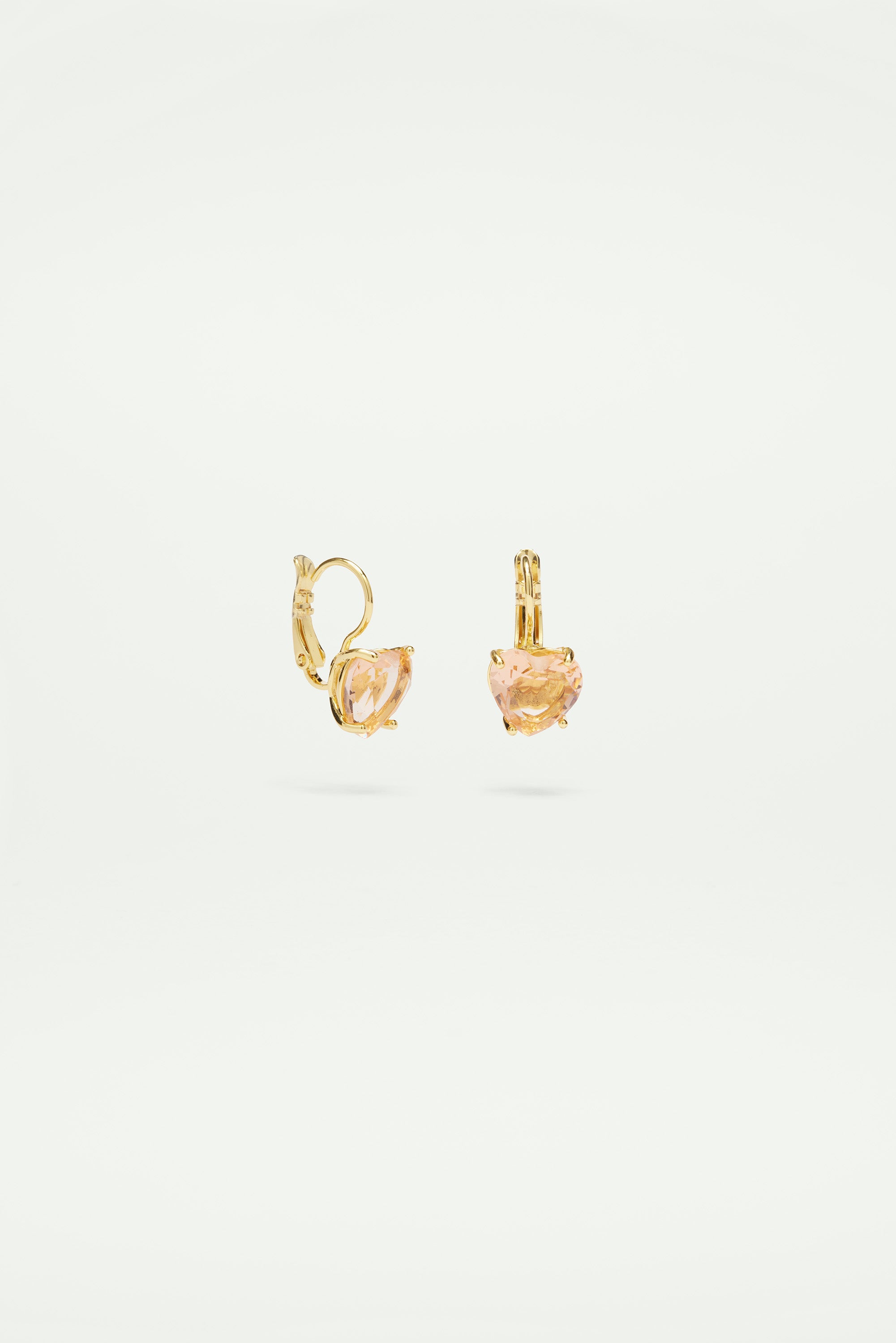 Apricot pink diamantine heart sleeper earrings