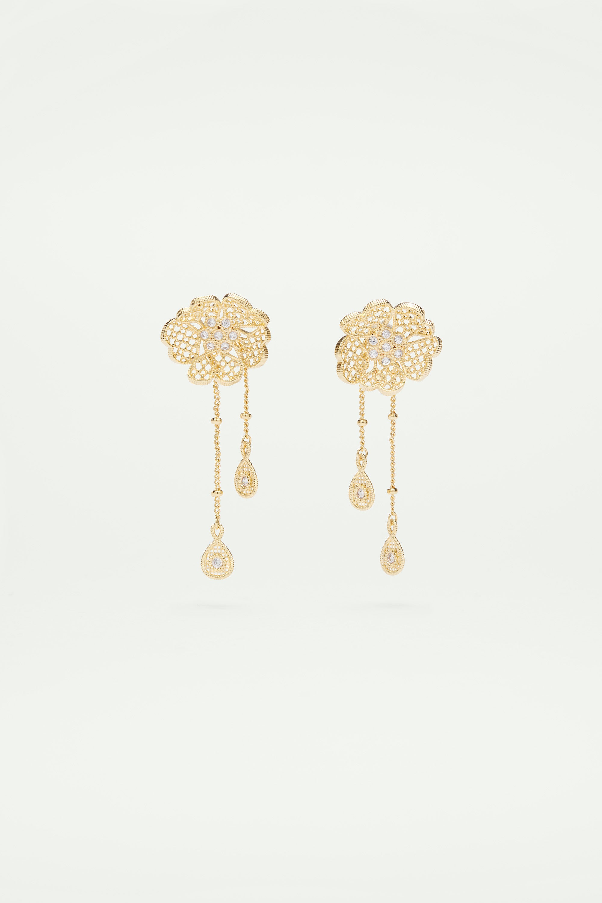Boucles d'oreilles deux en un fil d'or