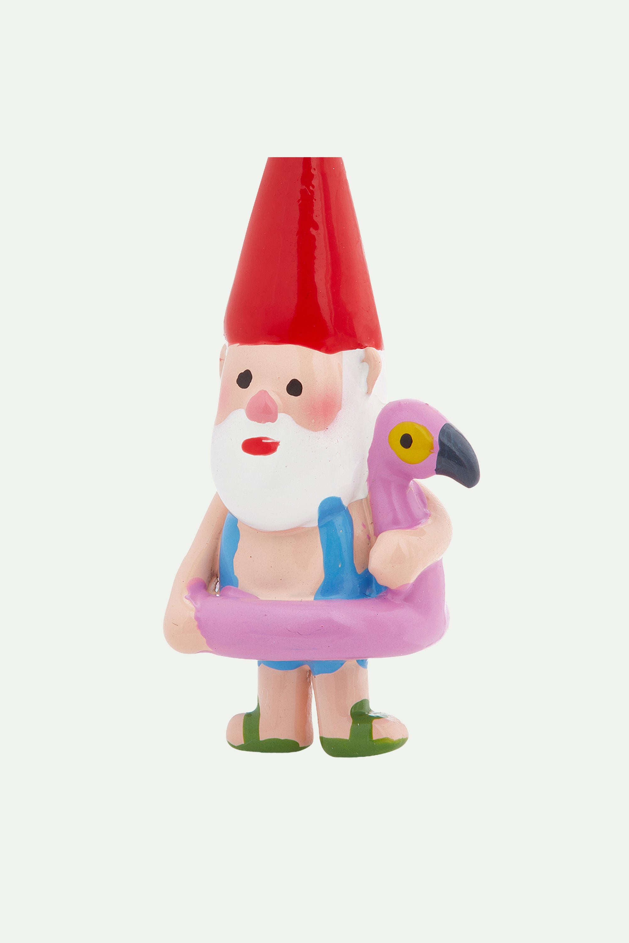 Garden gnome and inflatable pink flamingo clip-on earrings