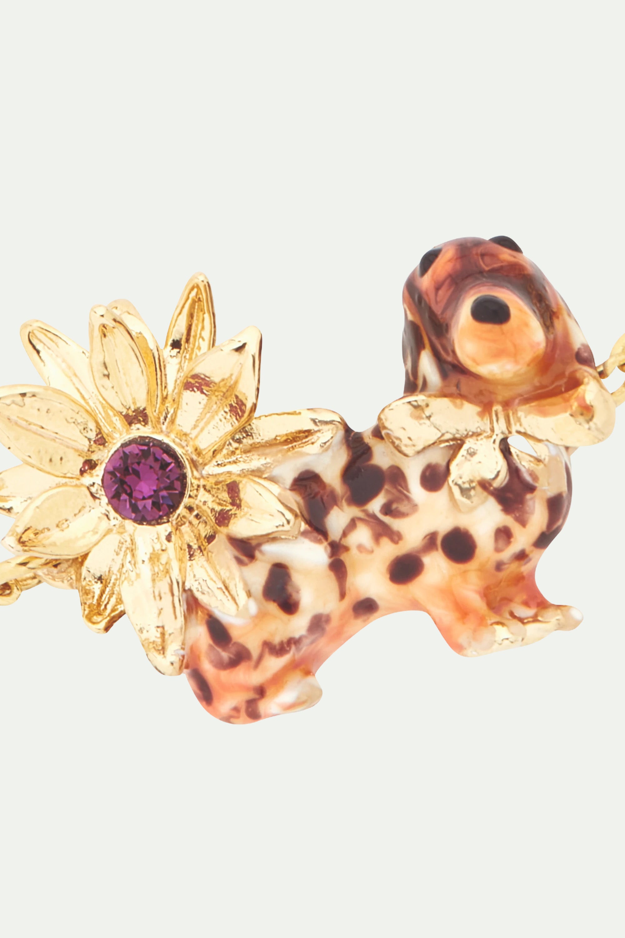 Daschund and flower fine bracelet