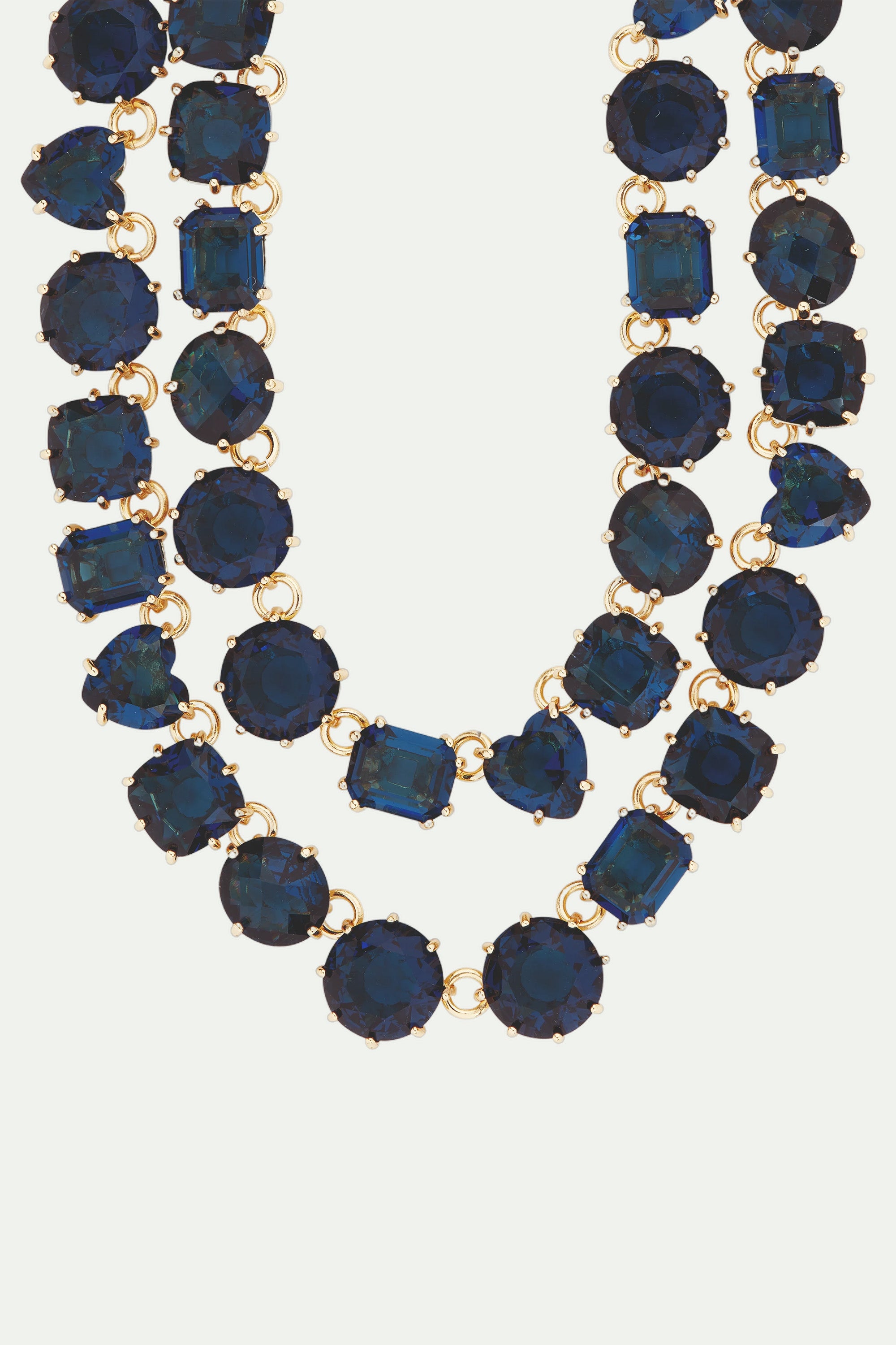Ocean blue diamantine luxurious double-row necklace
