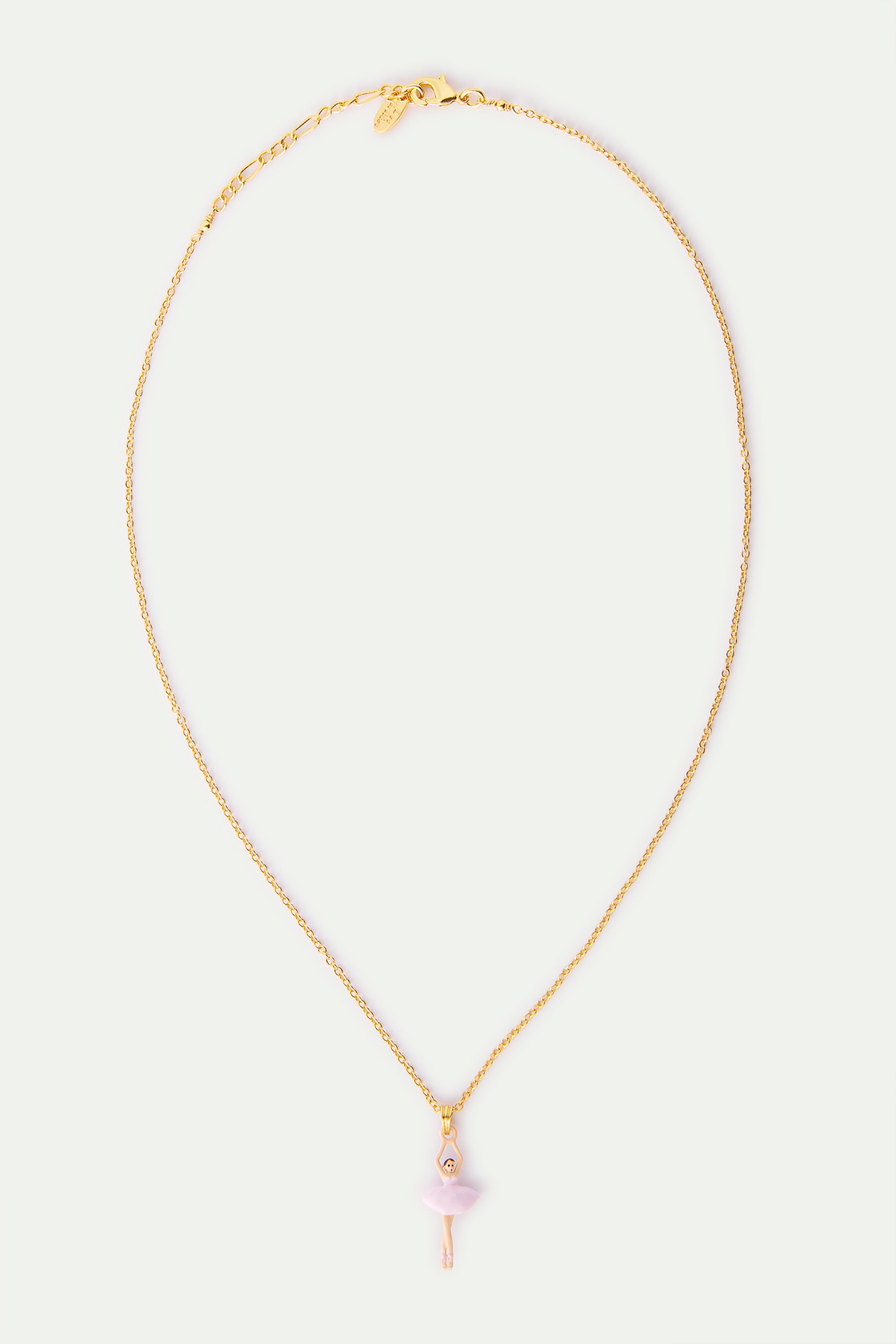Collier pendentif Ballerine rose et cristal