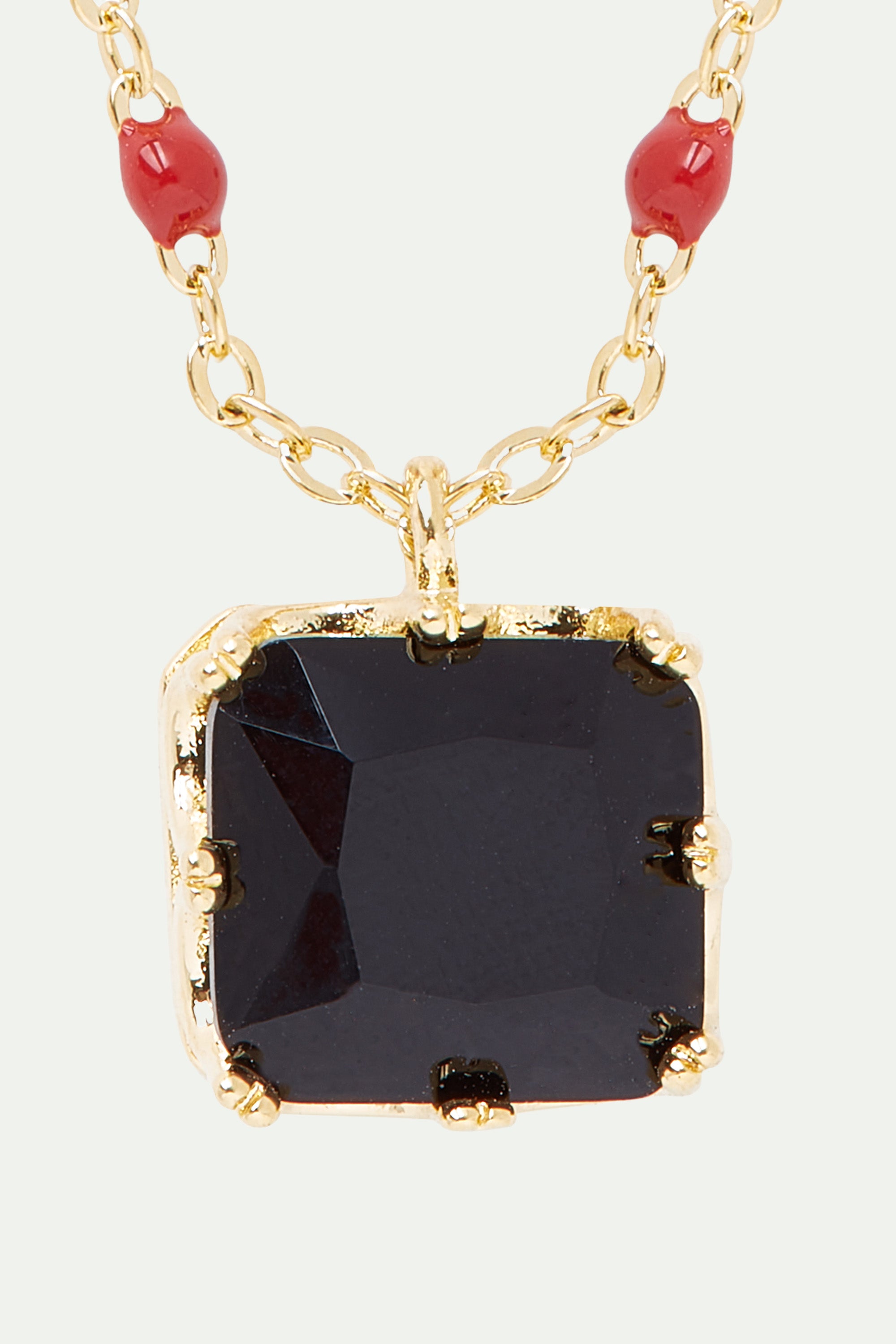 Black square stone pendant necklace